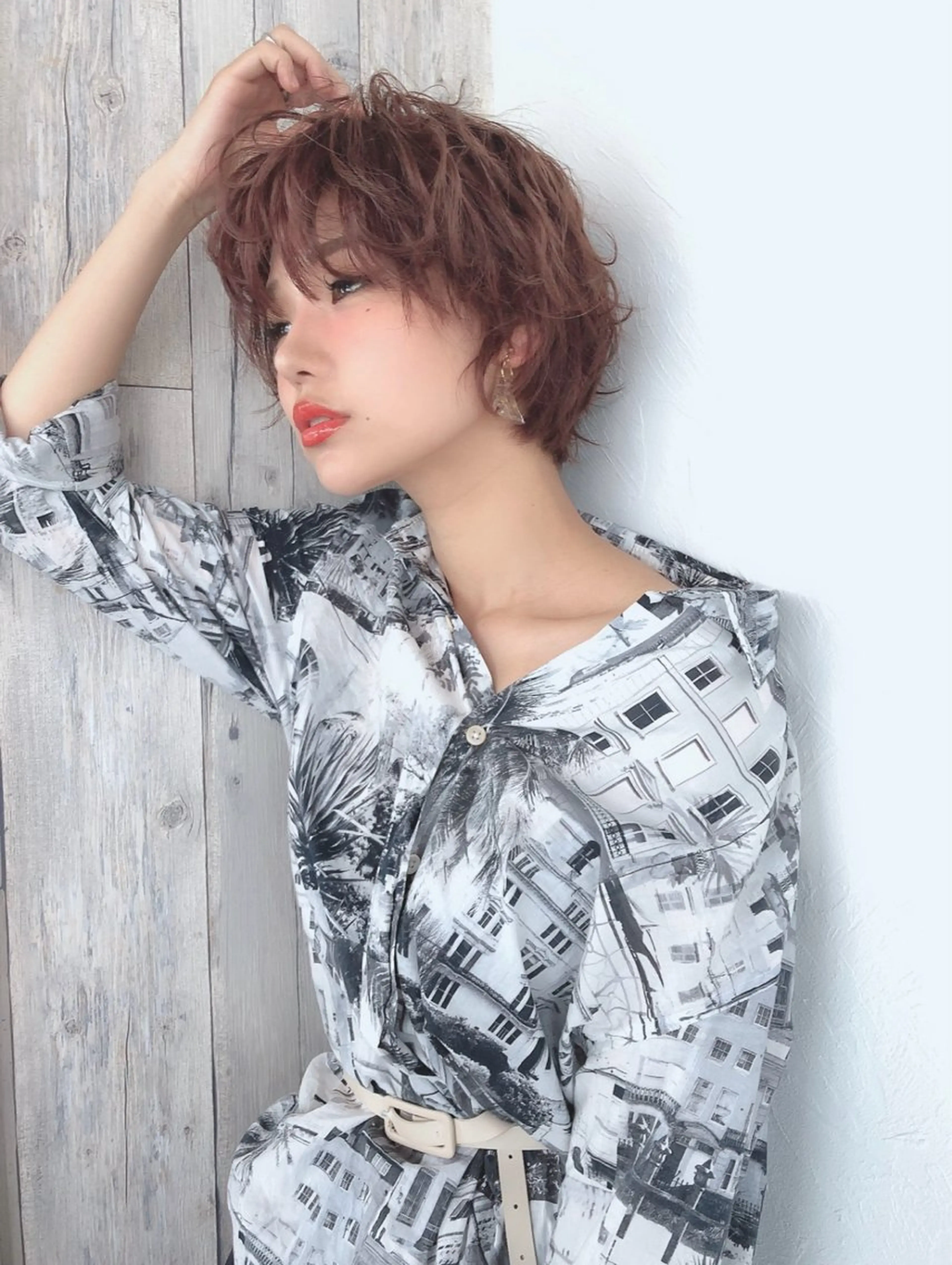 ショート カラー パーマ ショートヘア ニュアンスパーマ ROKKAN motoのヘアスタイル