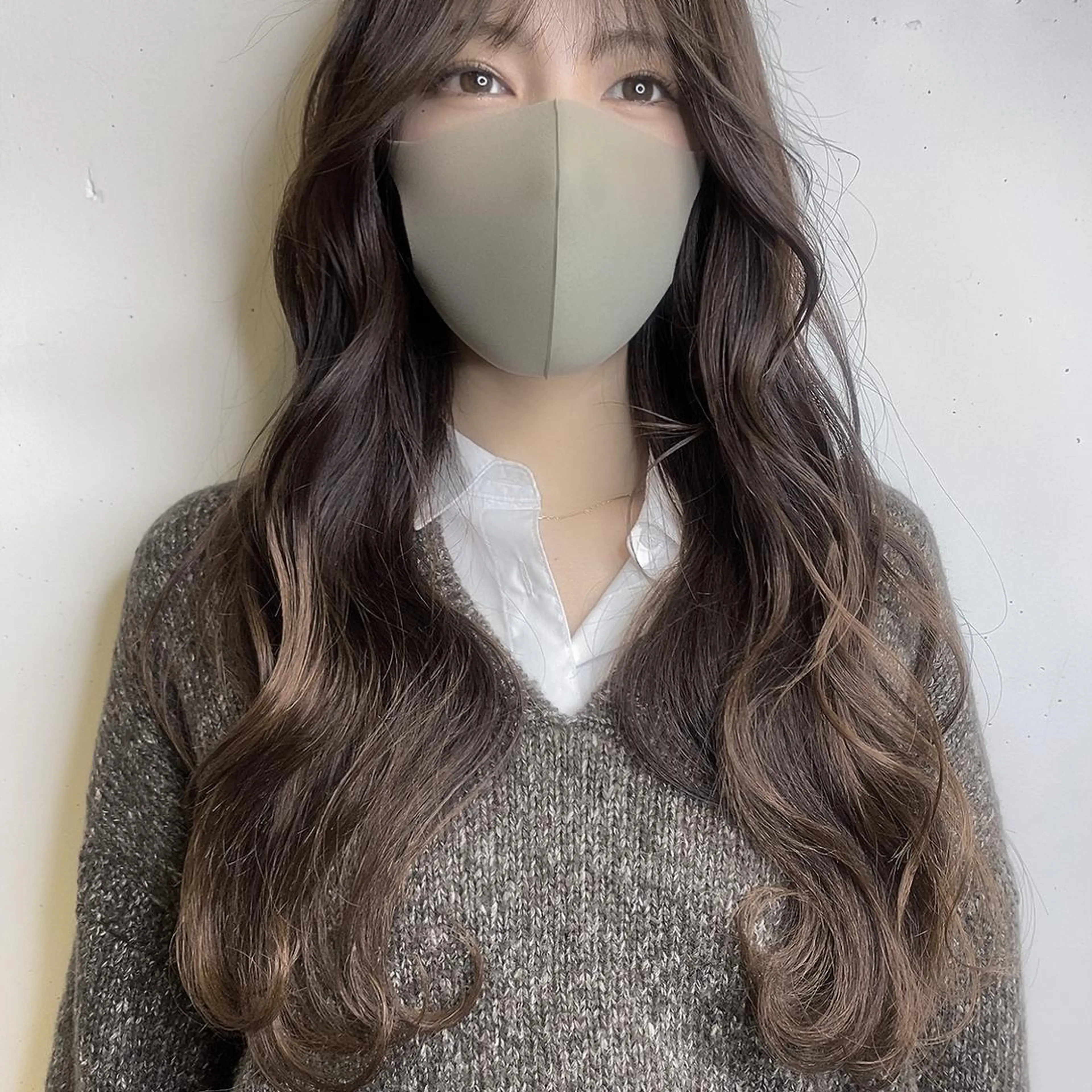 ロング カラー 顔周りカット ヨシンモリ 韓国風ヘア レイヤーカット 💚 nao💚のヘアスタイル