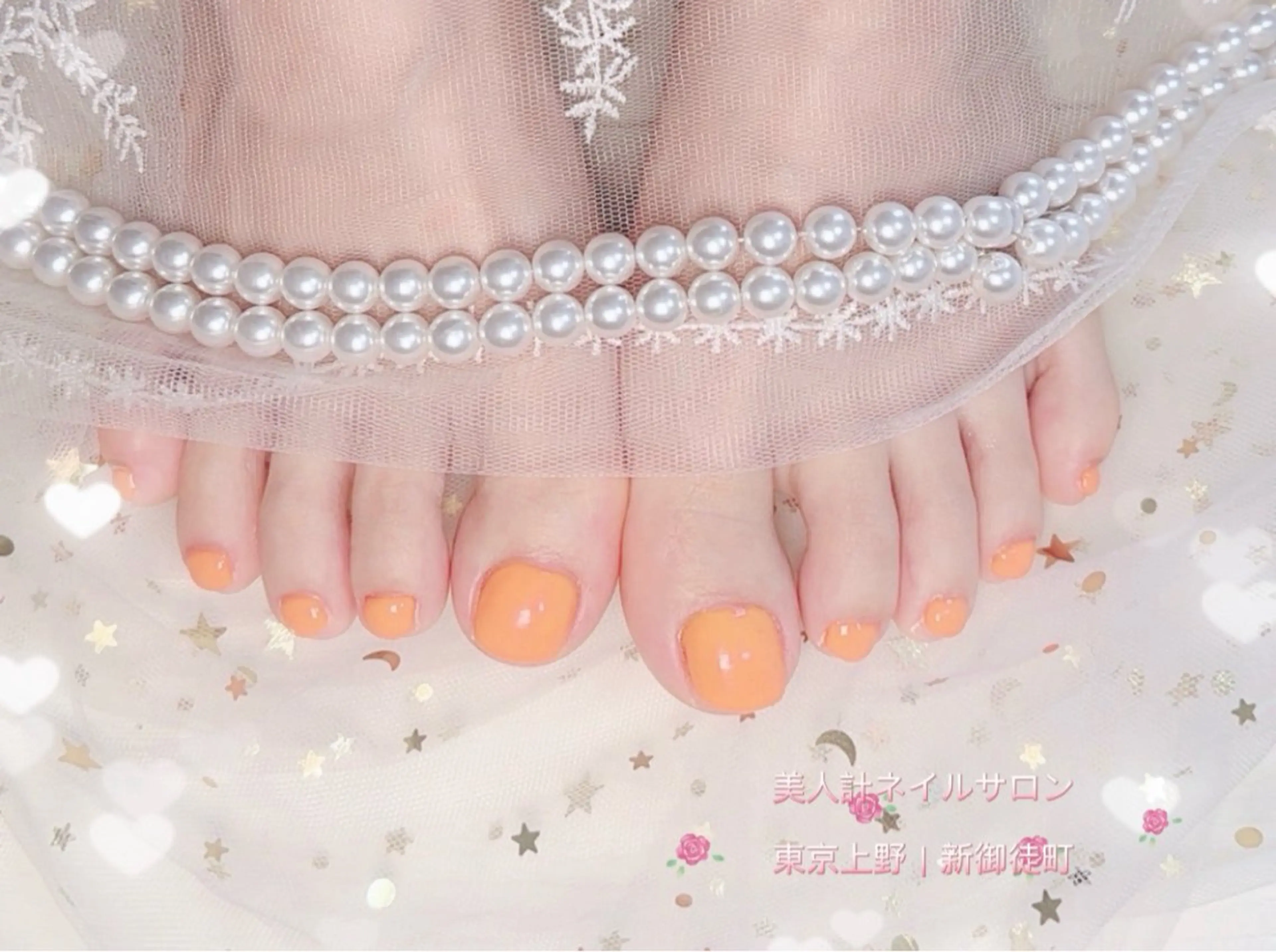 ネイル オレンジ フットネイル 中山 美月のネイルデザイン