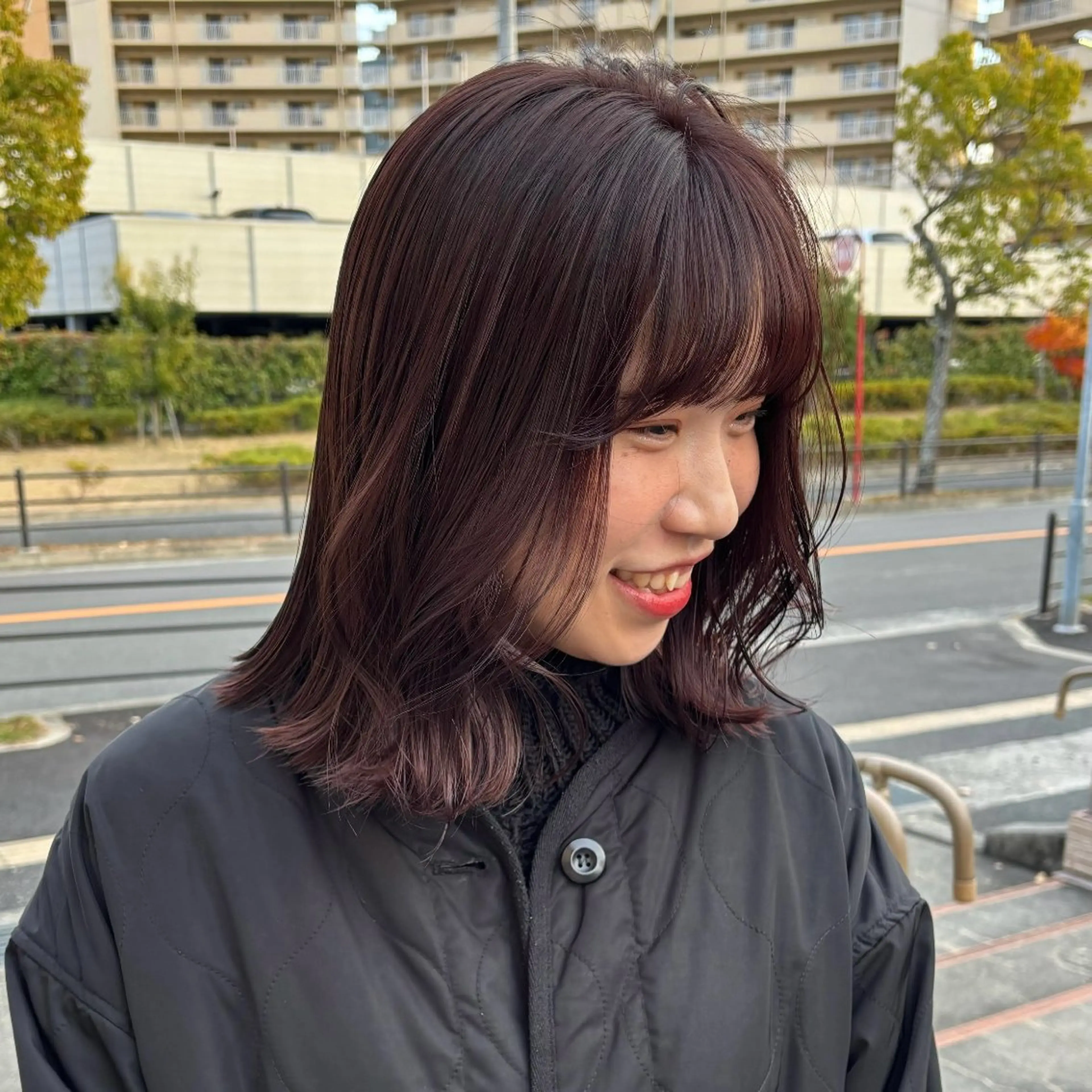 ミディアム 髪質改善 小顔カット トリートメント カット ヘアカラー トリートメント やまぐち もえかのヘアスタイル