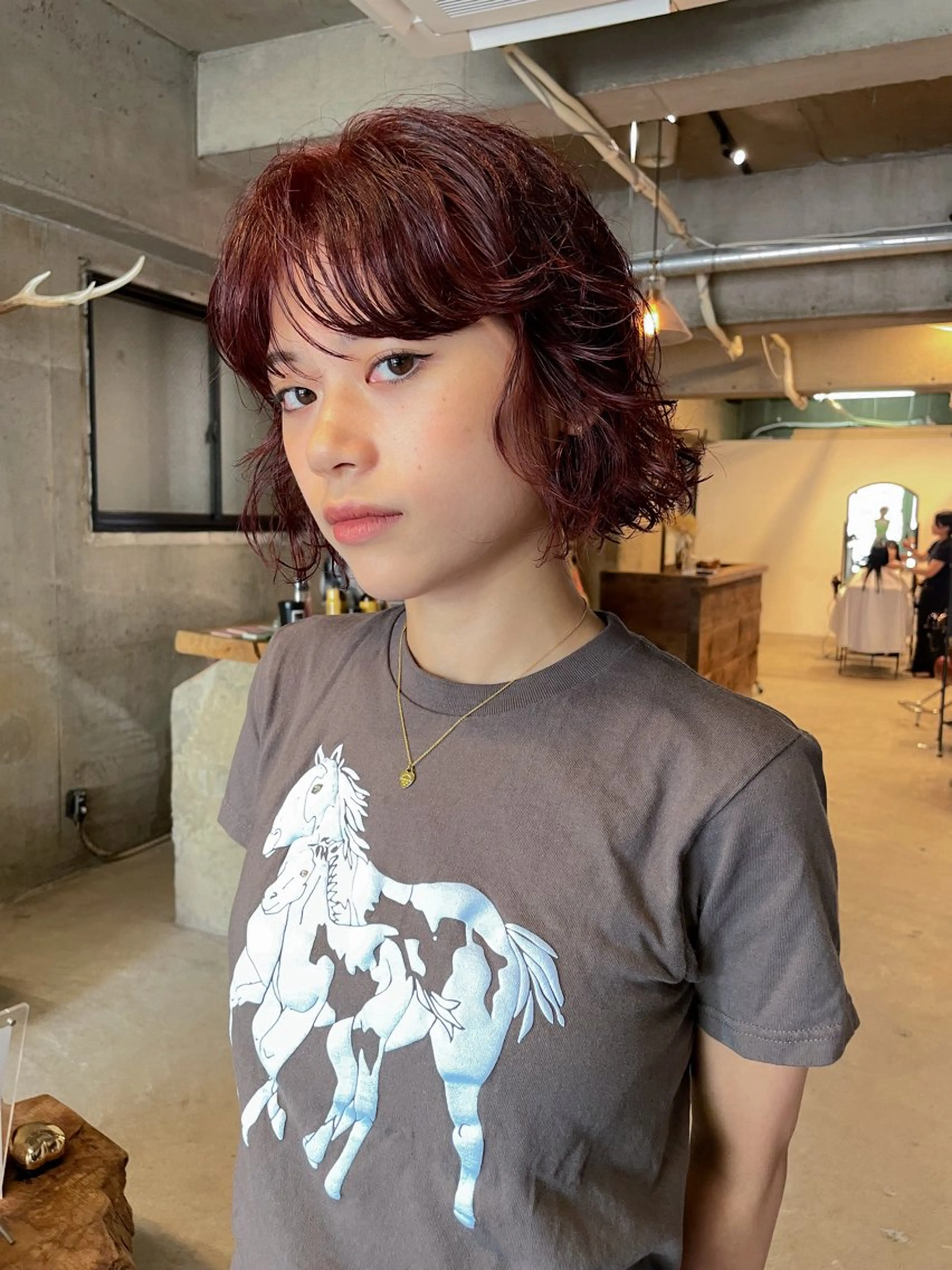 ショート カラー パーマ パーマ/レイヤー 岩山丈一郎のヘアスタイル