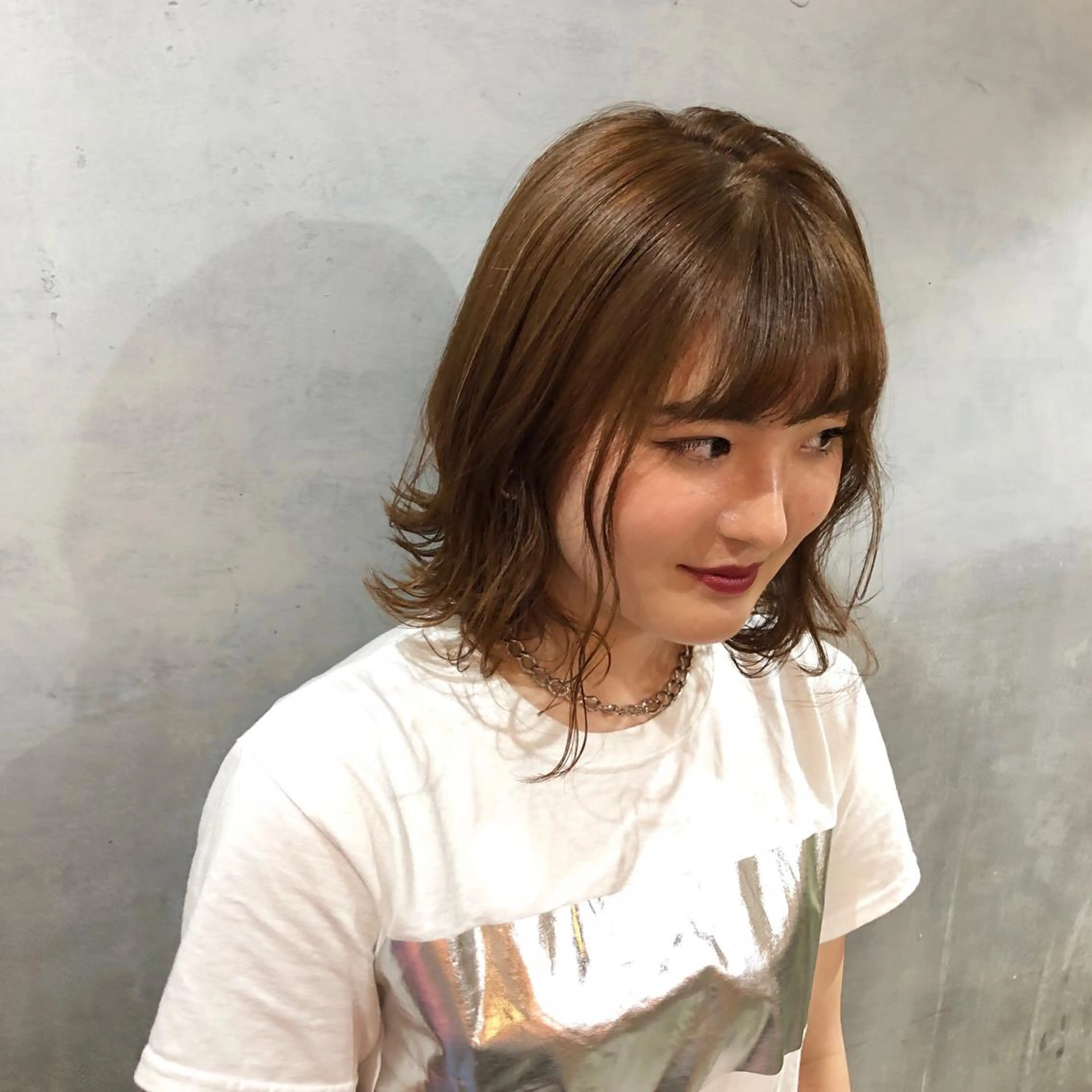 ミディアム カラー カット ヘアカラー トリートメント ツキノキ ミナのヘアスタイル