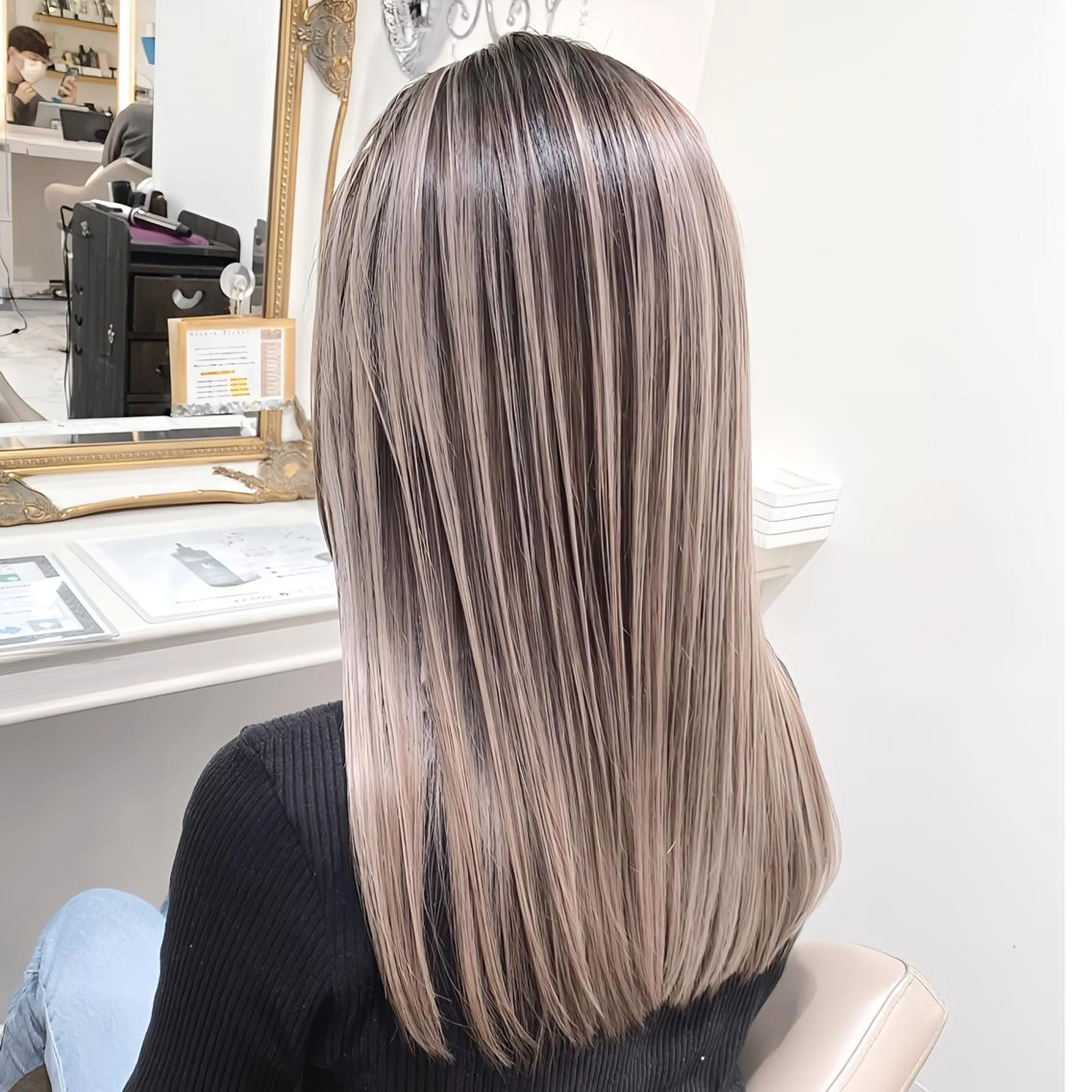 セミロング カラー バレイヤージュ 髪質改善 レイヤーカット 山崎俊輔/髪質改善 /バレイヤージュのヘアスタイル