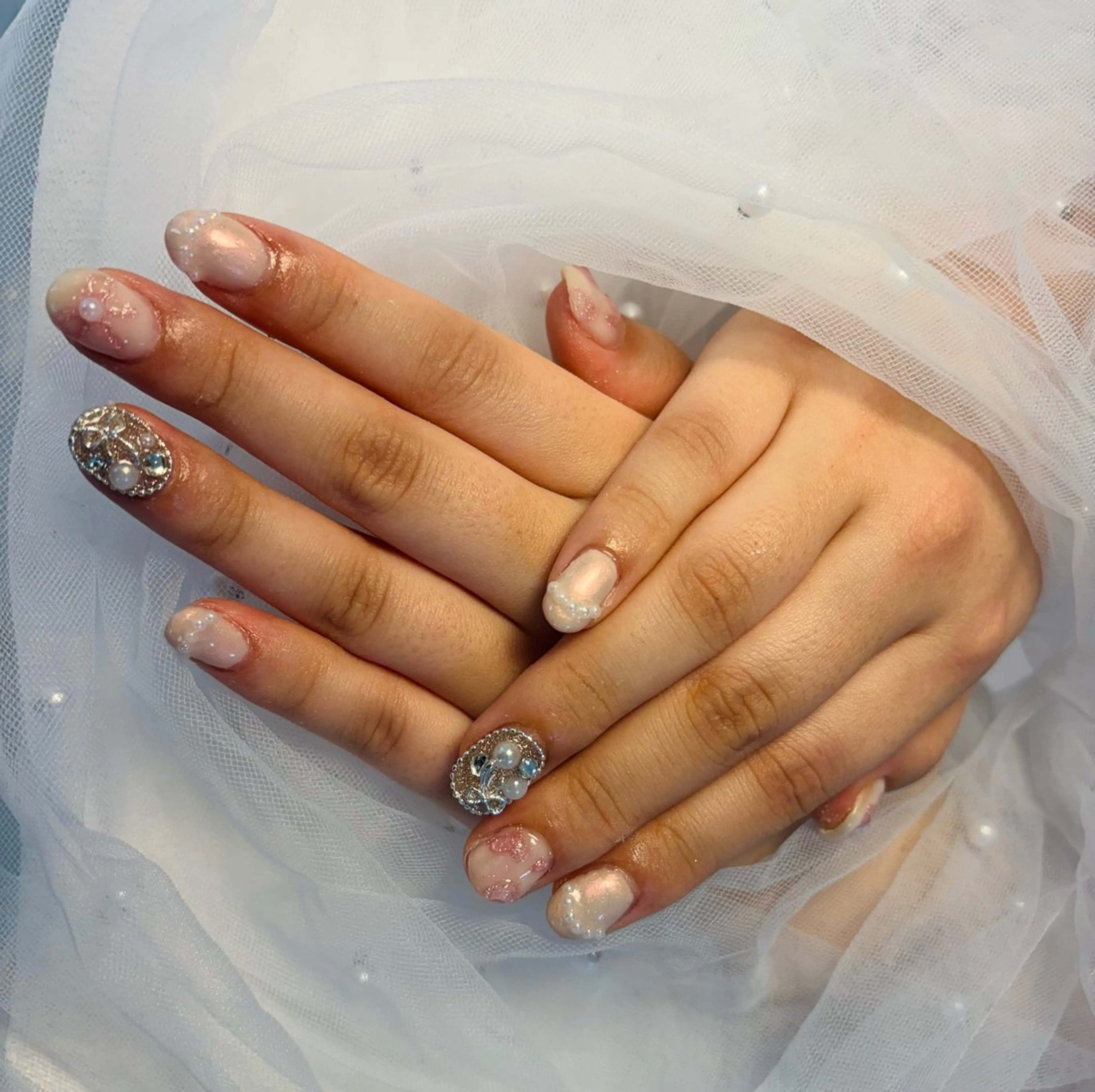 ネイル フラッシュネイル フットネイル フレンチネイル ジェルネイル ガラスフレンチ ハンドネイル Nail salon Natulalのネイルデザイン