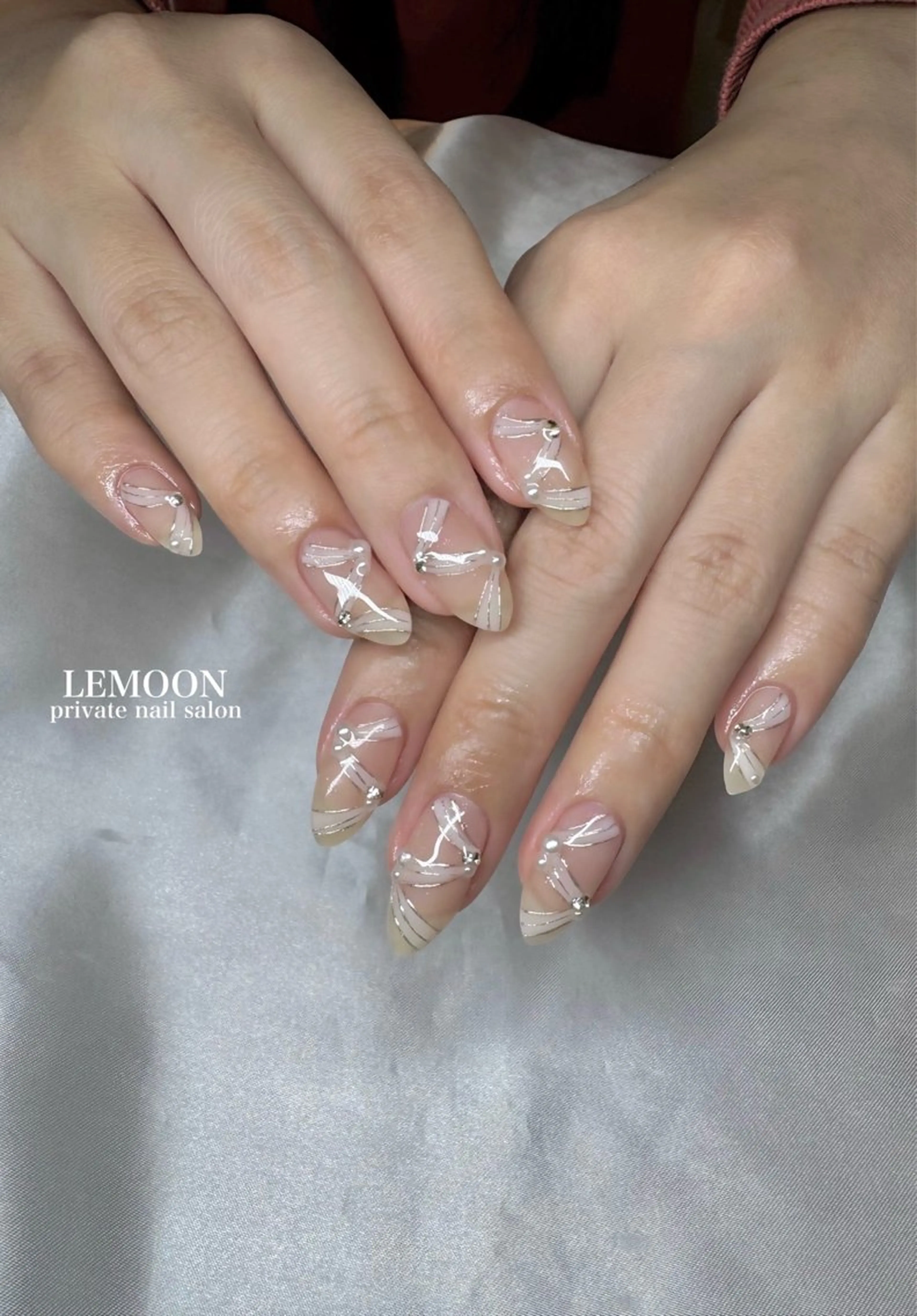 ネイル リボン ハンドネイル nail salon LEMOONのネイルデザイン
