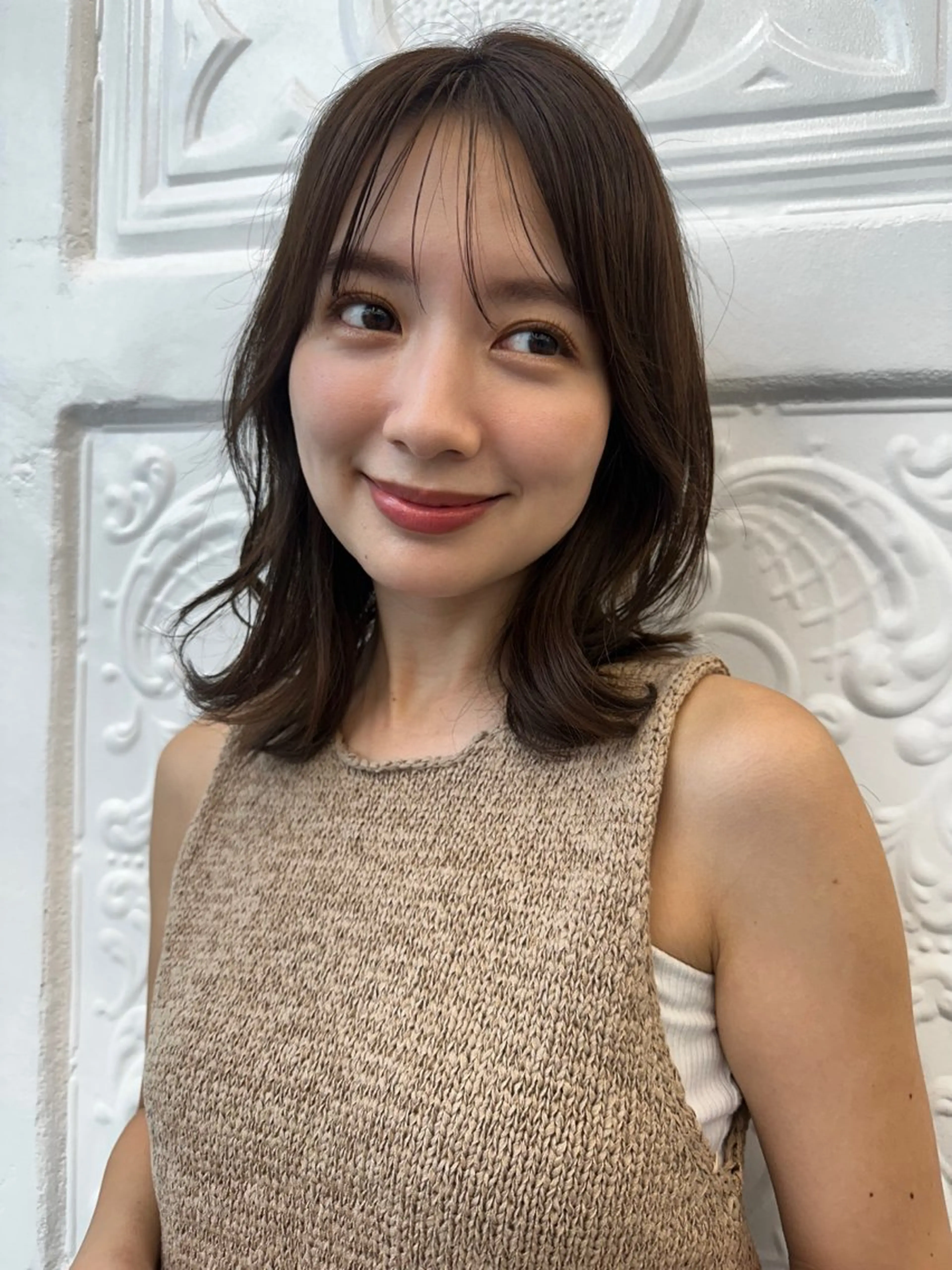 ミディアム カット ヘアカラー 顔まわりカット/艶髪 カラー✨けいとのヘアスタイル