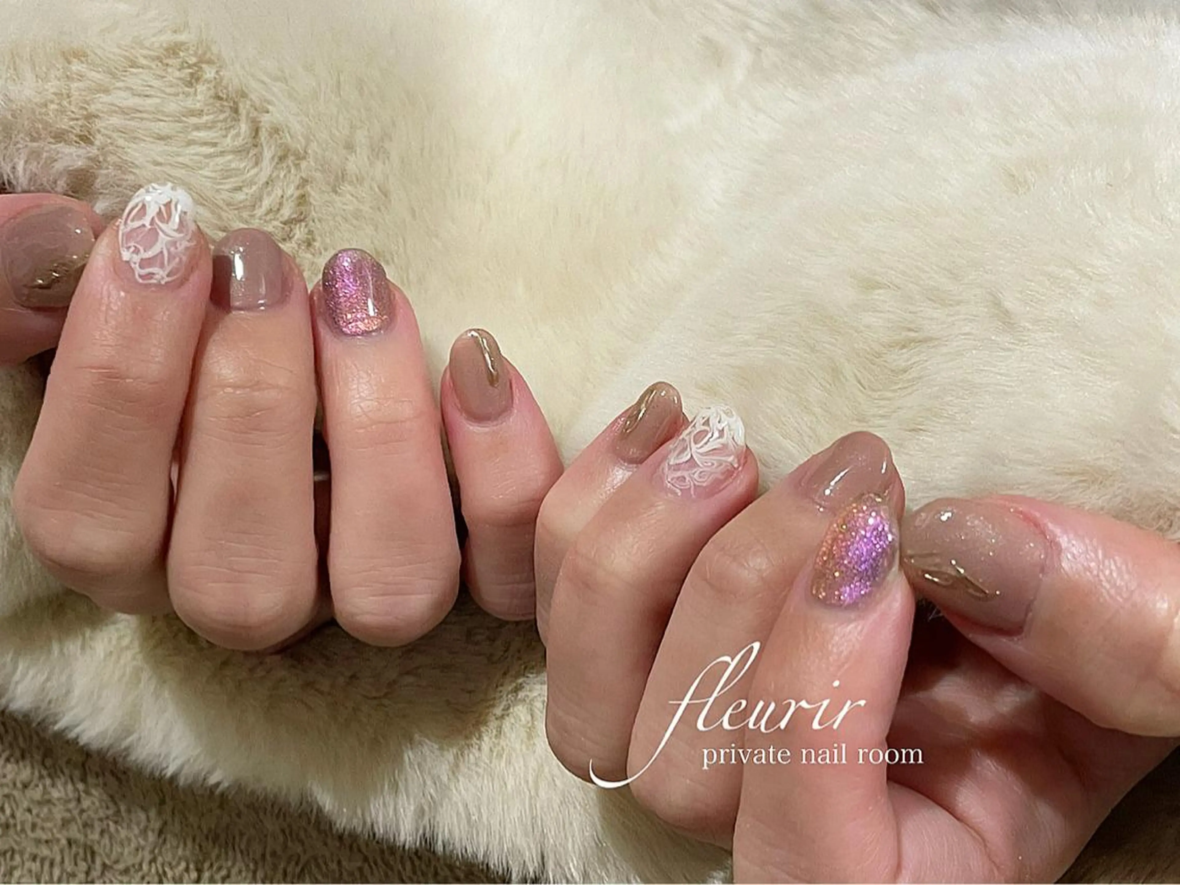 ネイル アートネイル オーロラネイル 桜ネイル マグネットネイル 大理石ネイル(マーブル) フルリール 【プライベートサロンのネイルデザイン