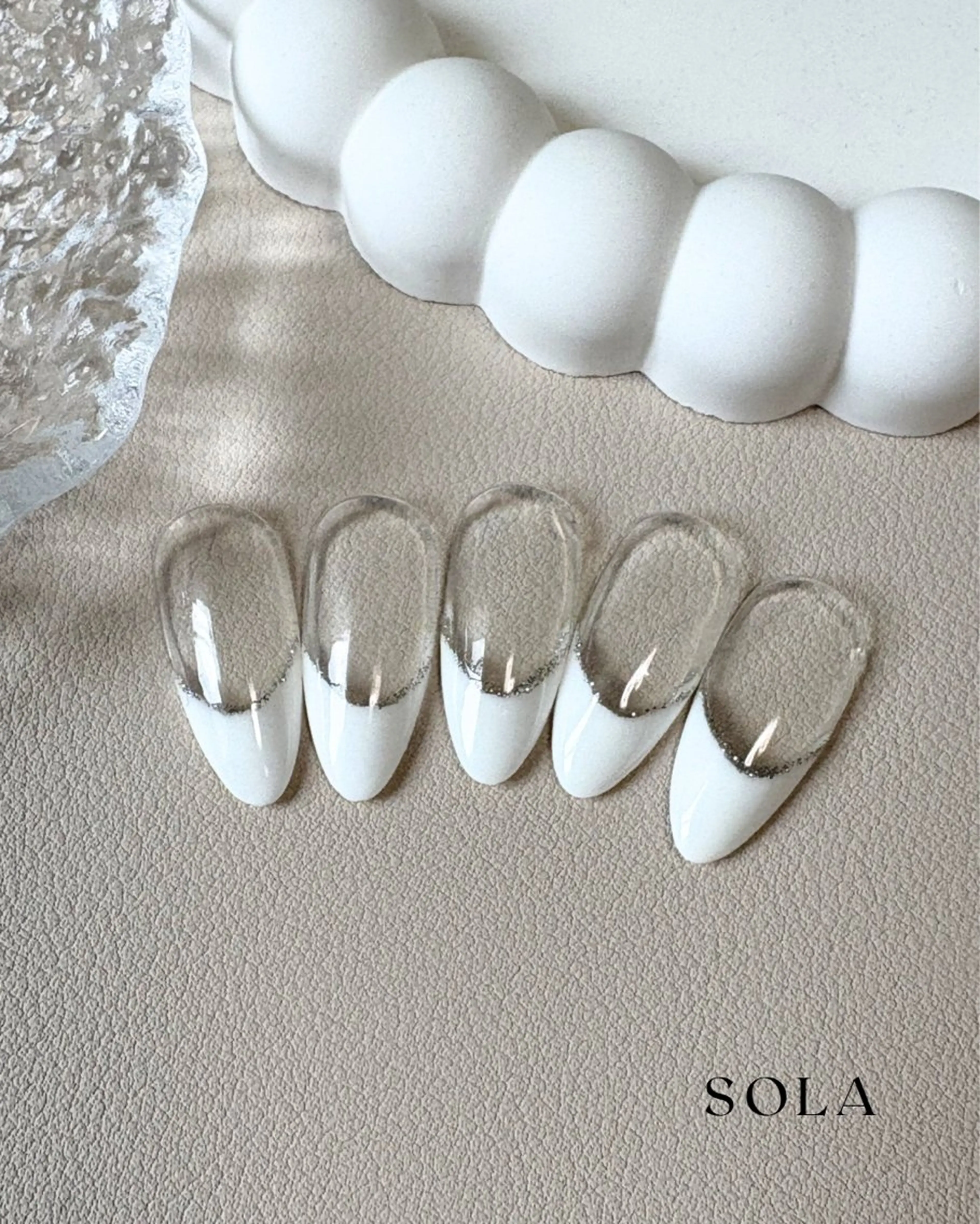 ネイル フレンチネイル ラメ(グリッター) 春ネイル ハンドネイル ほそかわ さき-SOLAのネイルデザイン