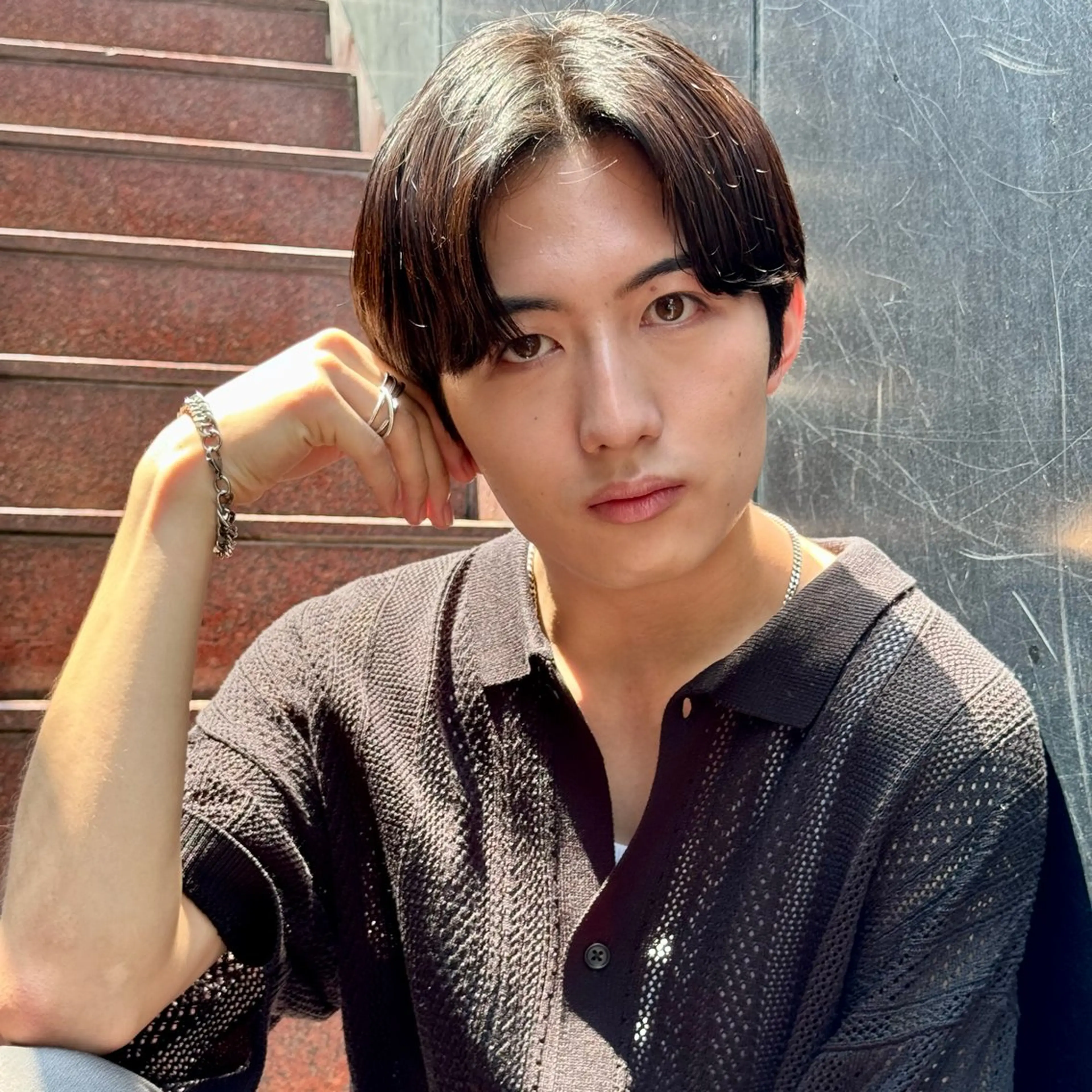 メンズ 曲がる縮毛矯正 センターパート/翼のヘアスタイル