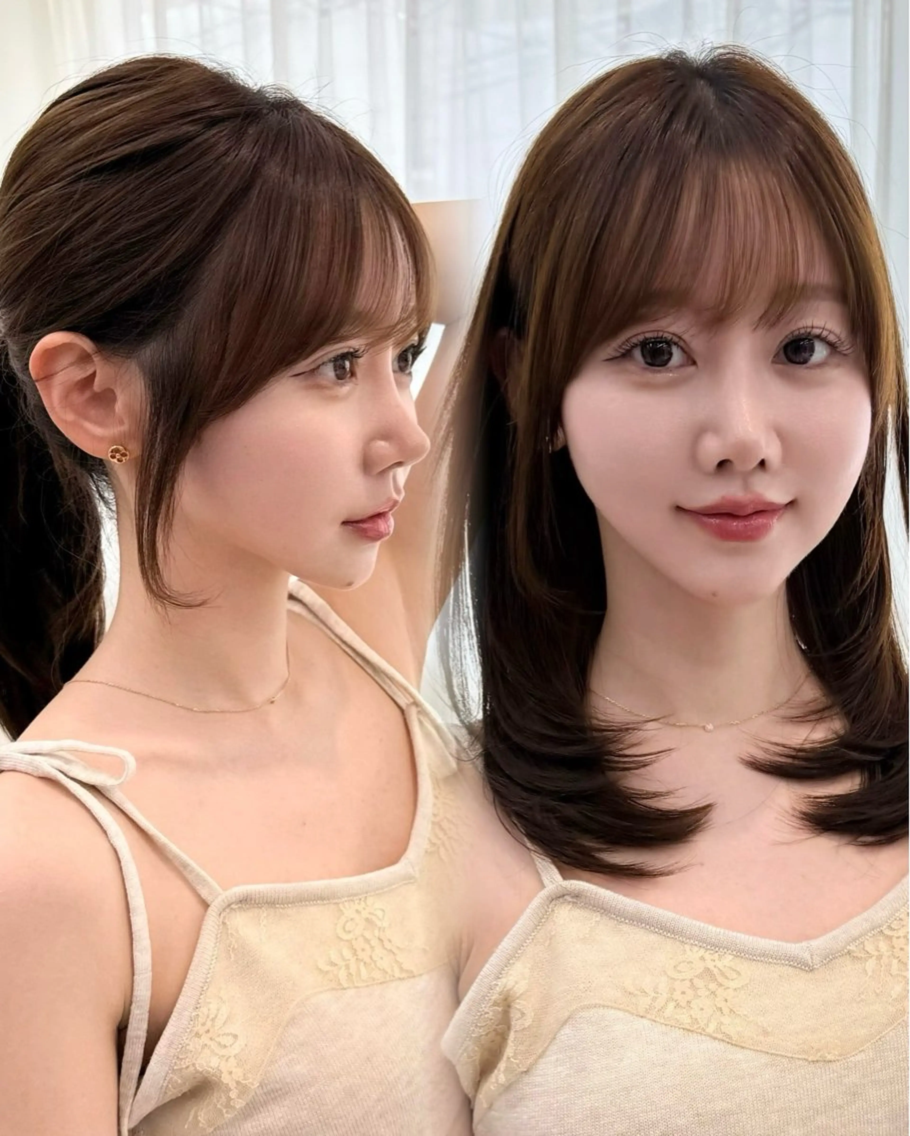 セミロング カット 中顔面短縮 顔まわり新田大翔のヘアスタイル