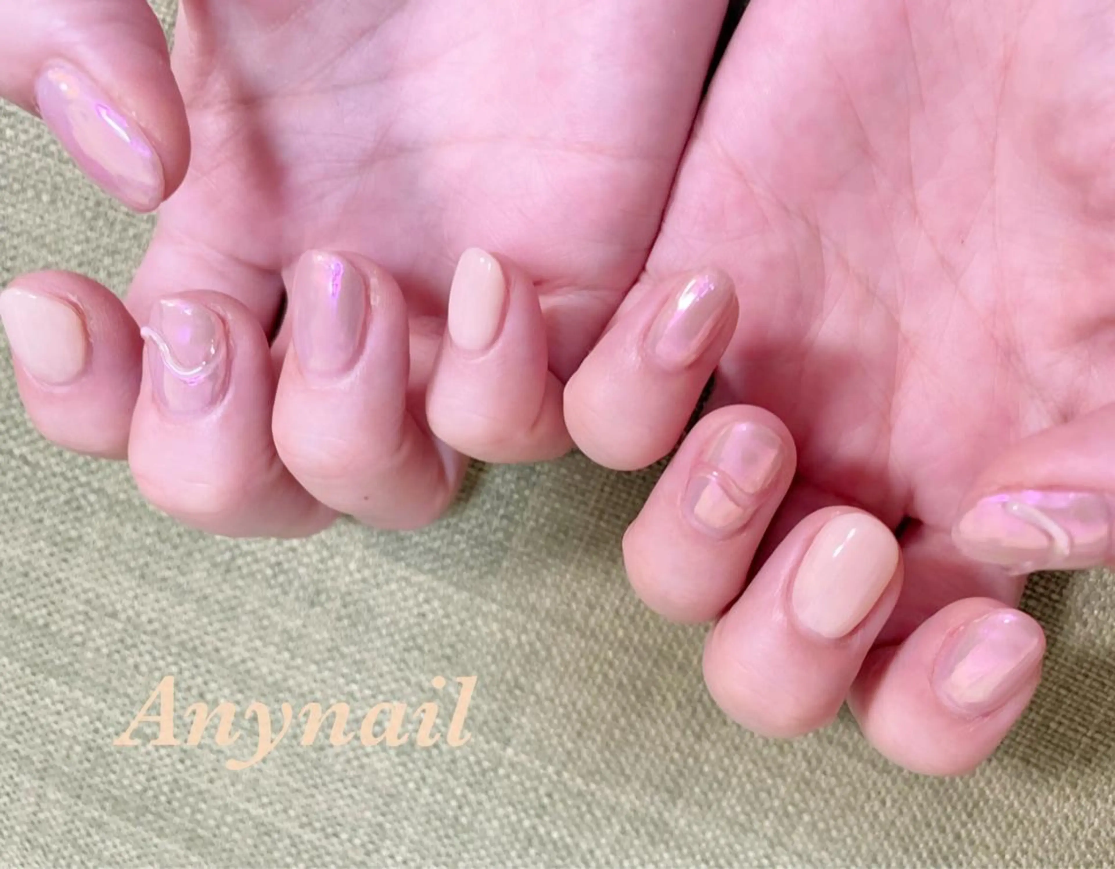 ネイル オーロラネイル ブルー オフィスネイル ピンク 岩澤 恵子のネイルデザイン