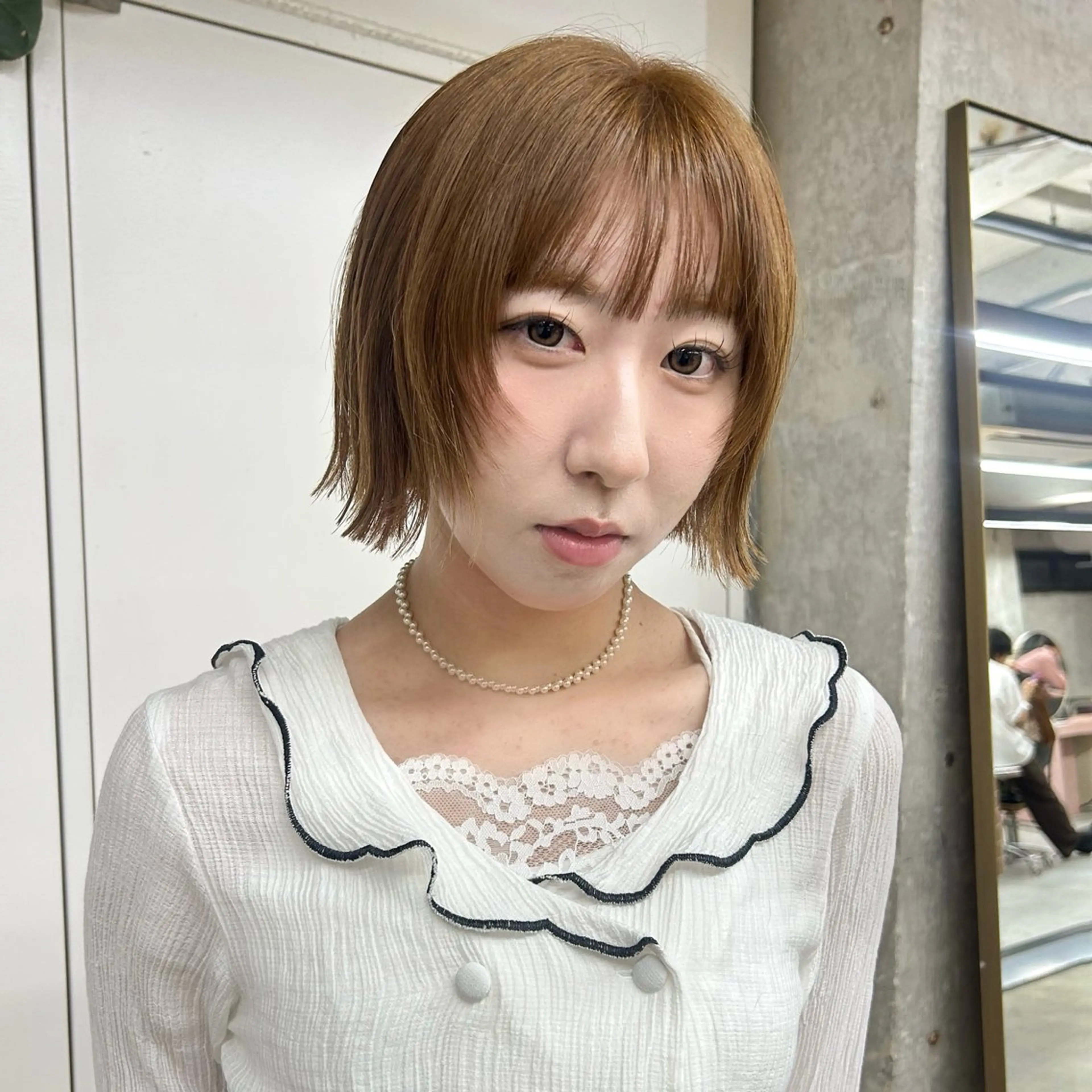 ミディアム カラー ベージュカラー 透明感カラー ダブルカラー ヘアカラー 伊藤ほのか/パーマ /酸性ストレートのヘアスタイル
