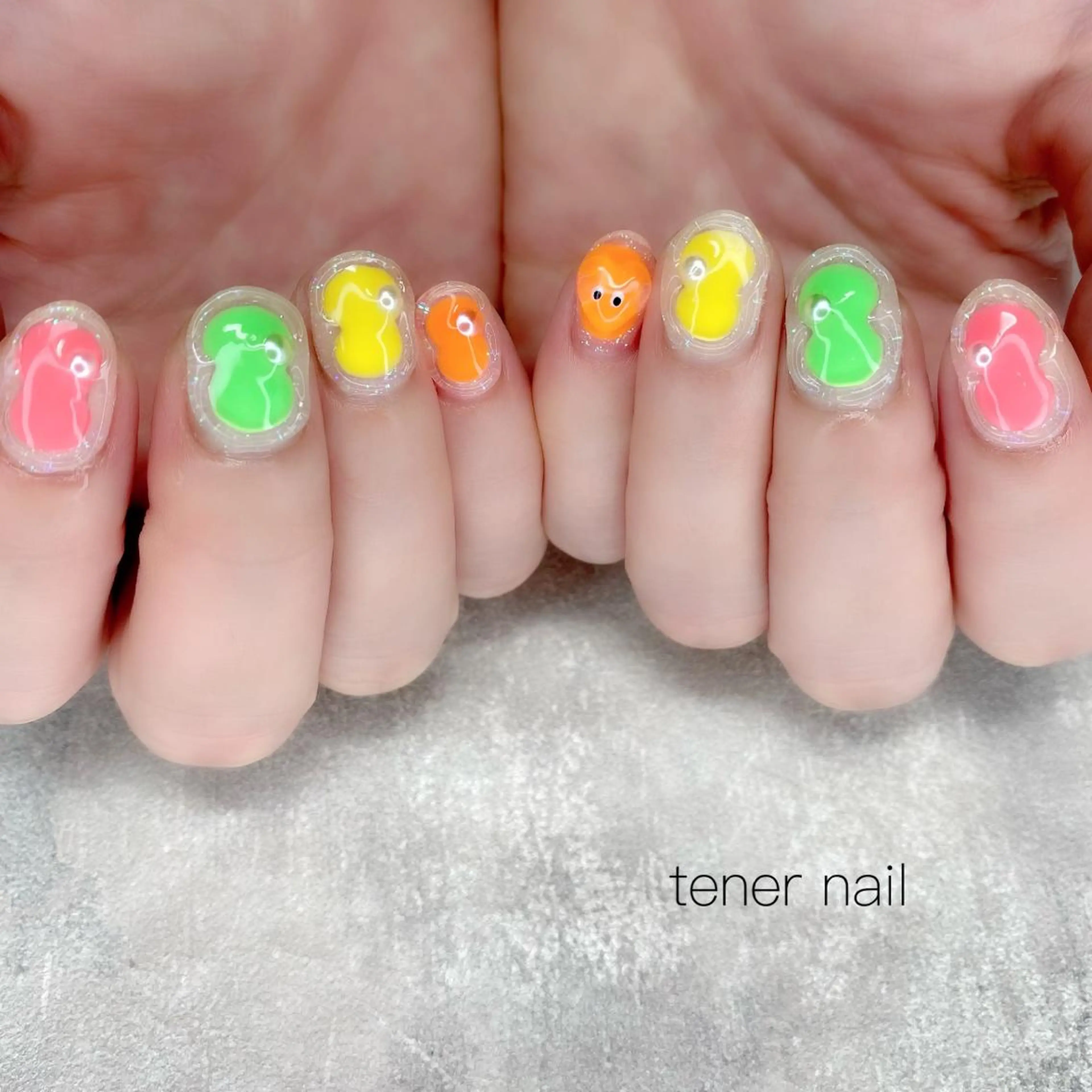 ネイル クリアネイル ラメ(グリッター) ぷっくりネイル テネルネイル tener nailのネイルデザイン