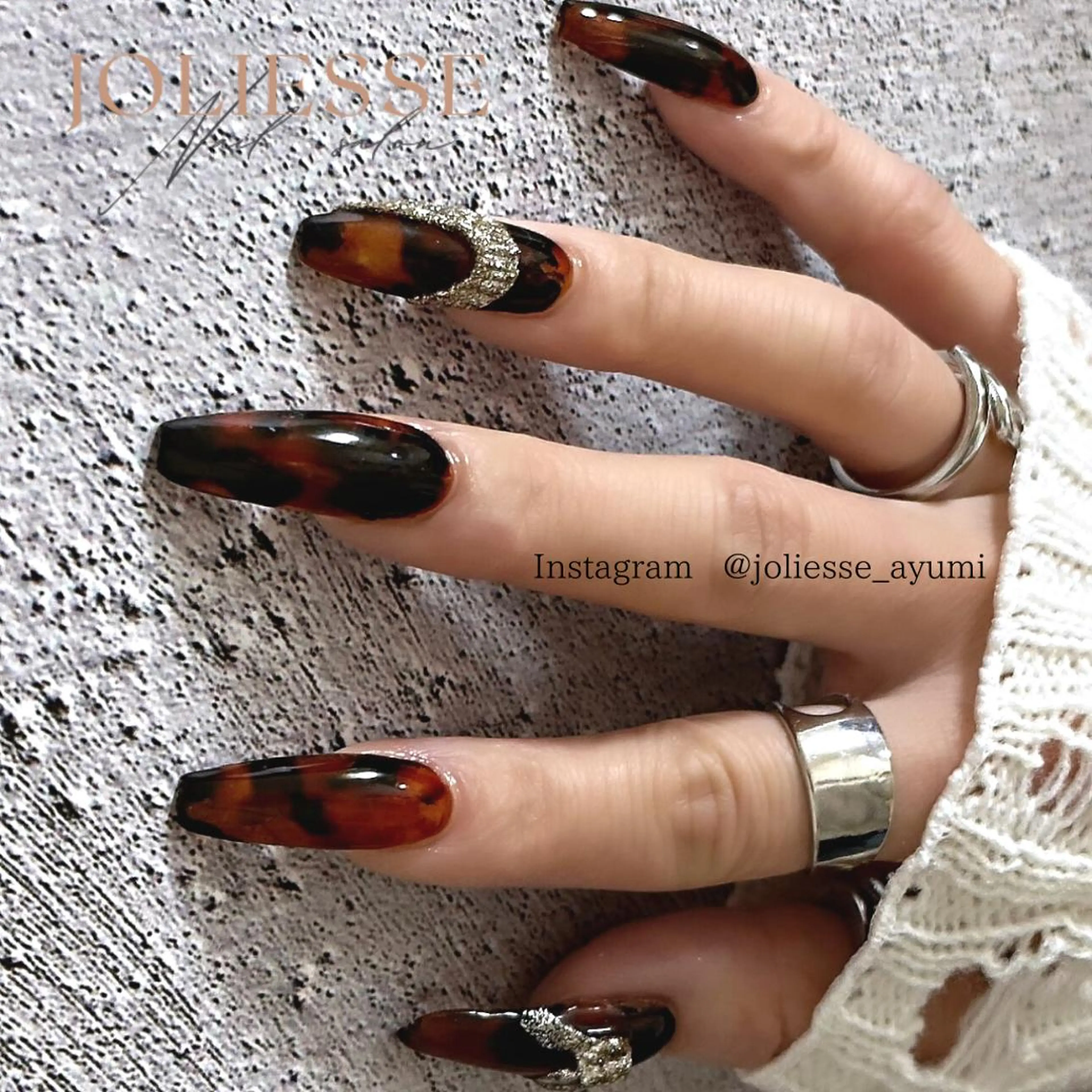 ネイル べっ甲ネイル ラメ(グリッター) ハンドネイル joliesse【ジョリエス】所属・JOLIESSE Ayumiのネイルデザイン