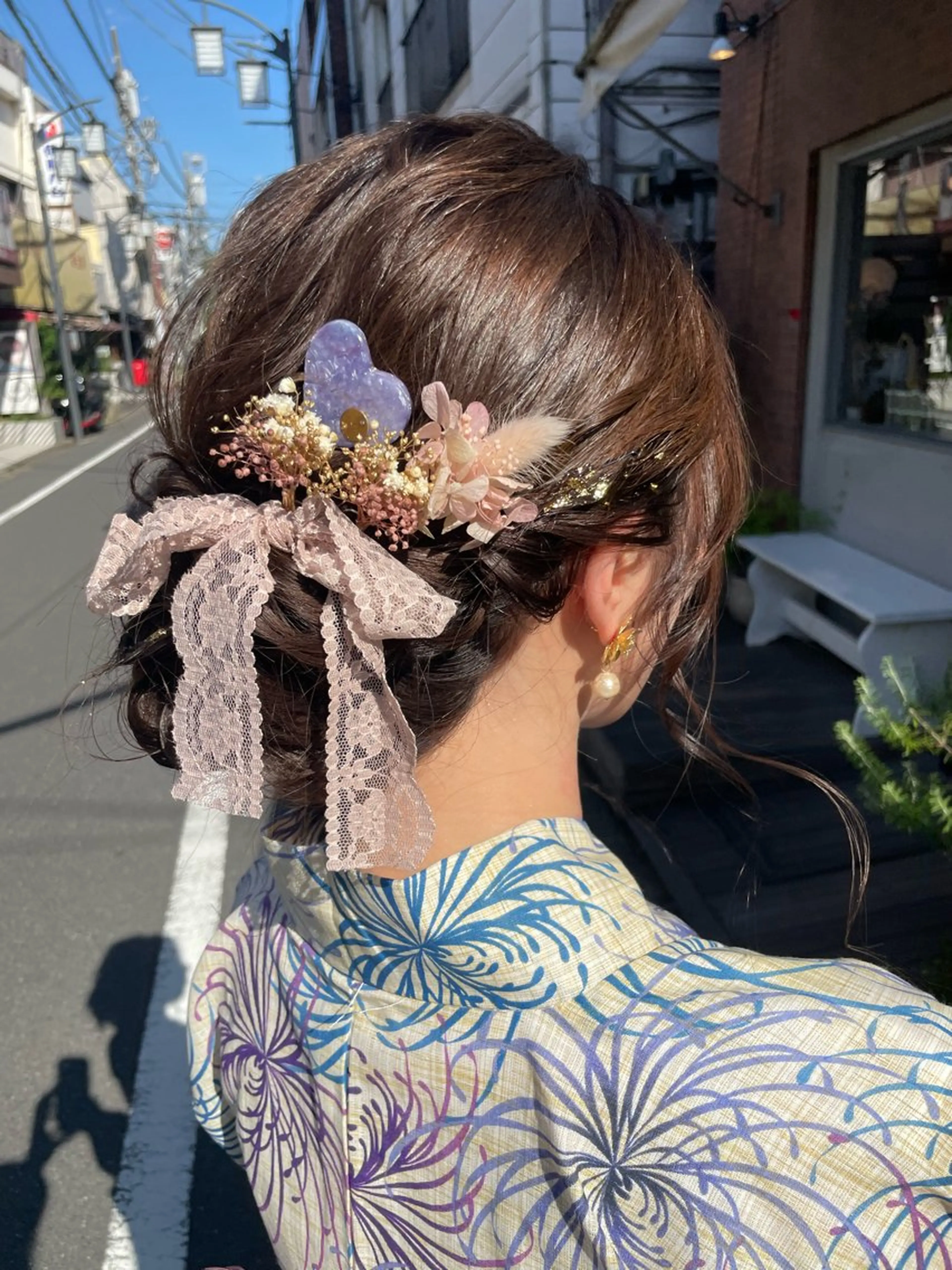 セミロング ヘアアレンジ KURIA*⋆ஐ ブリーチ/韓国ヘアのヘアスタイル