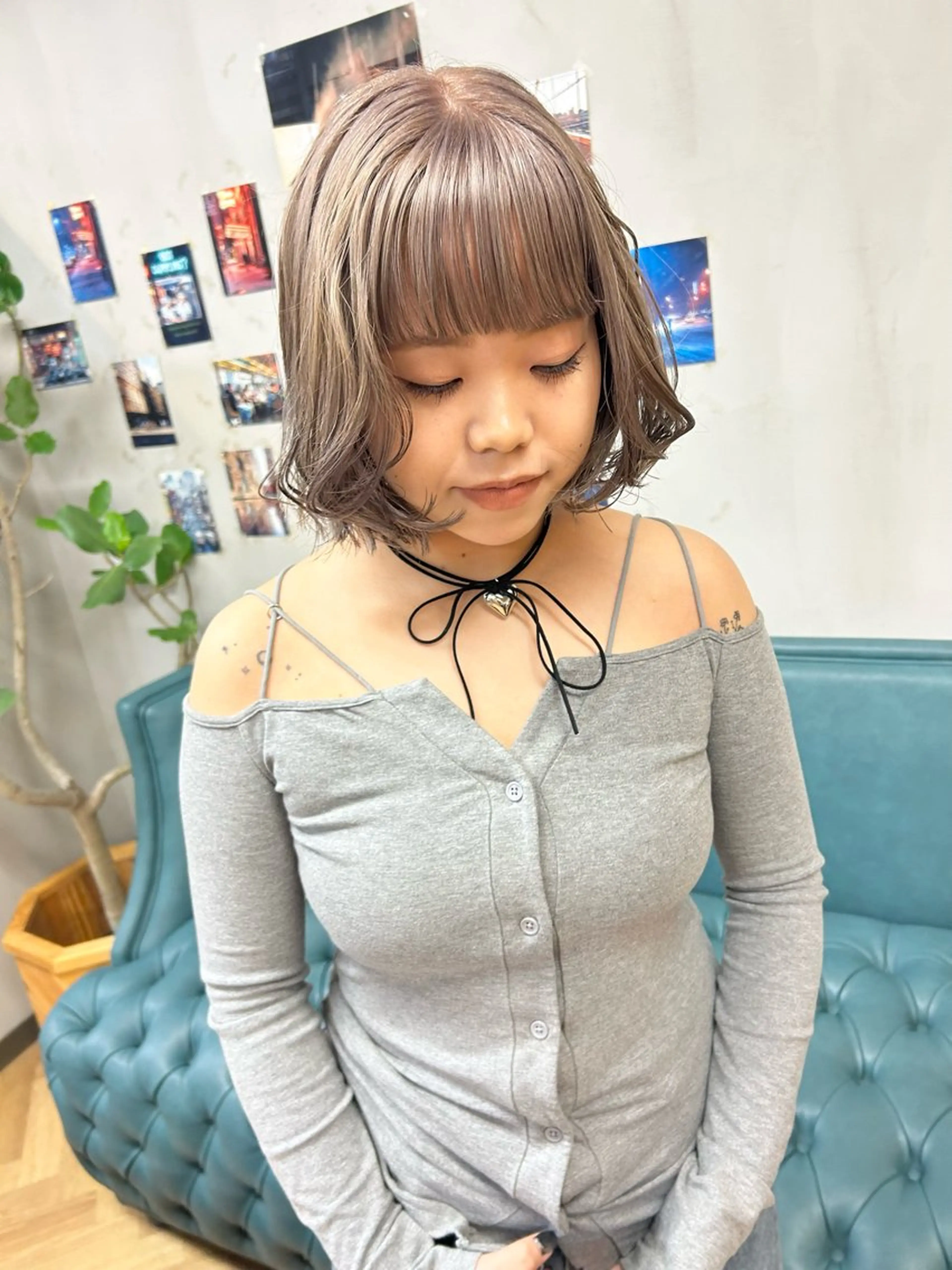 ショート カラー パーマ ヘアアレンジ ブリーチ ハイトーンカラー 髪と音処　マトぺ所属・デザインカラー/ボブ ブリーチカラー/ユリのヘアスタイル