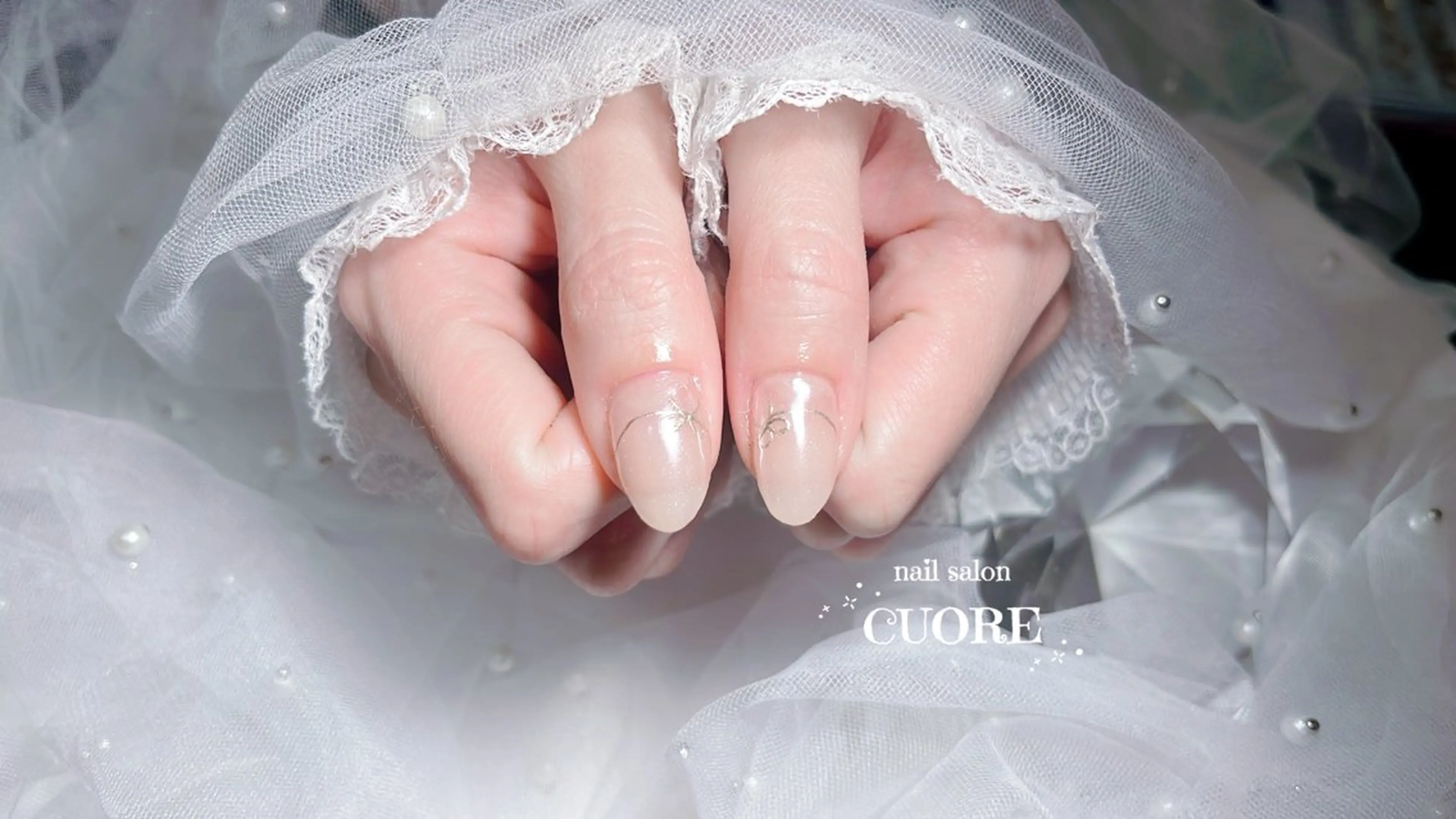 ネイル レース オフィスネイル リボン シンプルネイル 春ネイル ハンドネイル CUORE____nail所属・nail salon CUOREのネイルデザイン