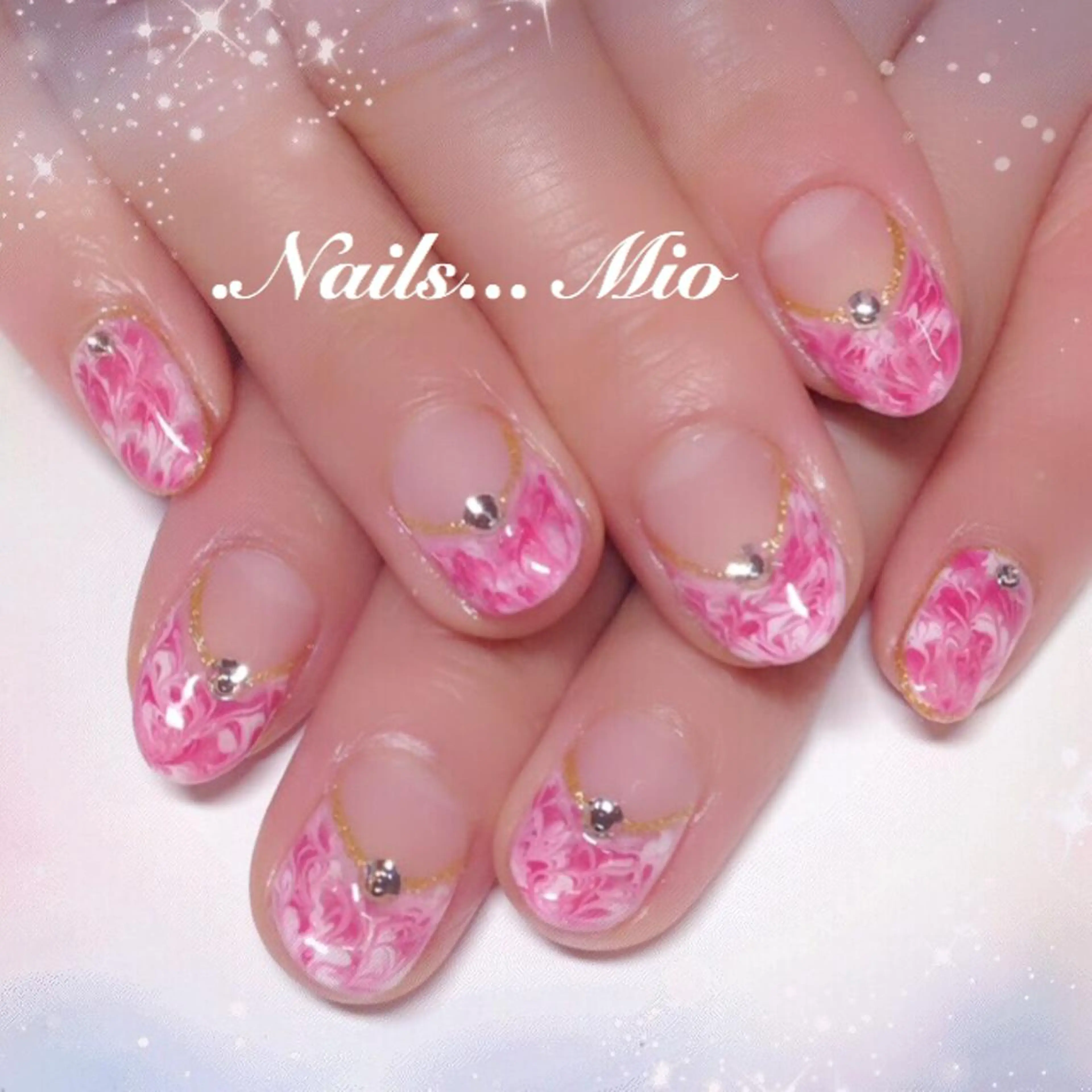 ネイル フレンチネイル 大理石ネイル(マーブル) .Nails Mio 赤羽西ネイルサロンのネイルデザイン