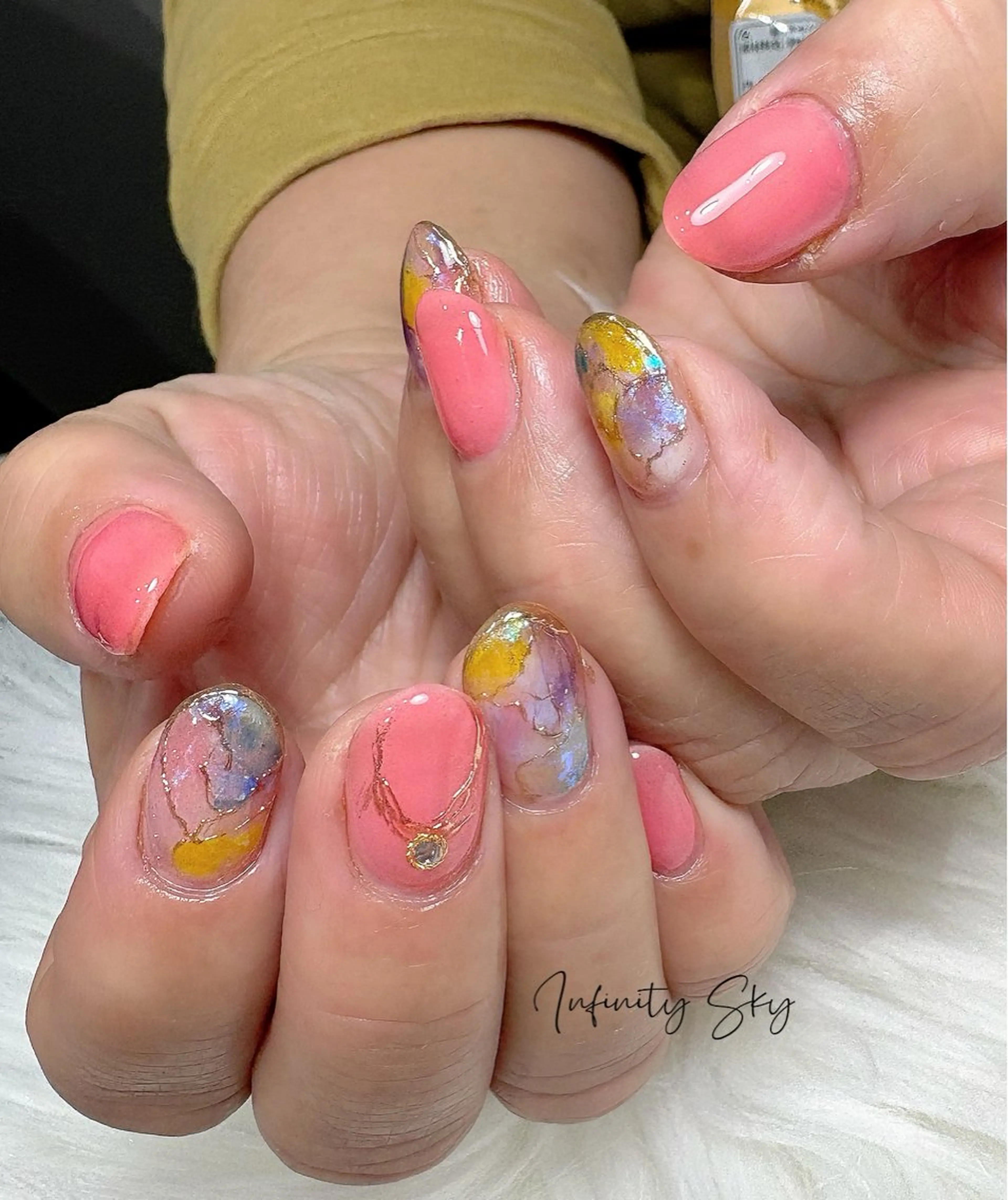 ネイル 大理石ネイル(マーブル) 春ネイル infinity skyのネイルデザイン