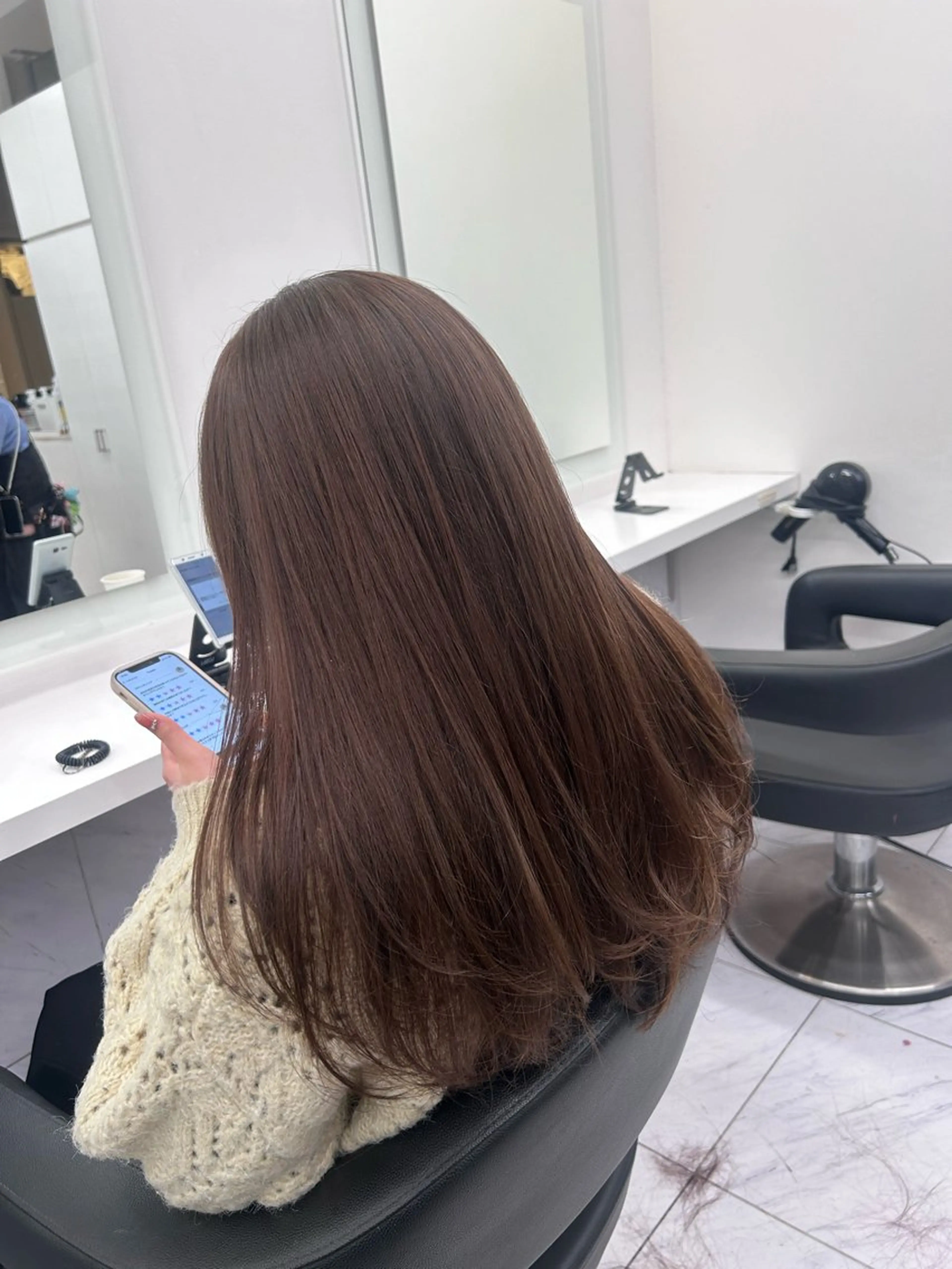 ロング カラー パーマ ヘアアレンジ メンズ キッズ ブリーチなしカラー/ ブラウン/レイヤーのヘアスタイル