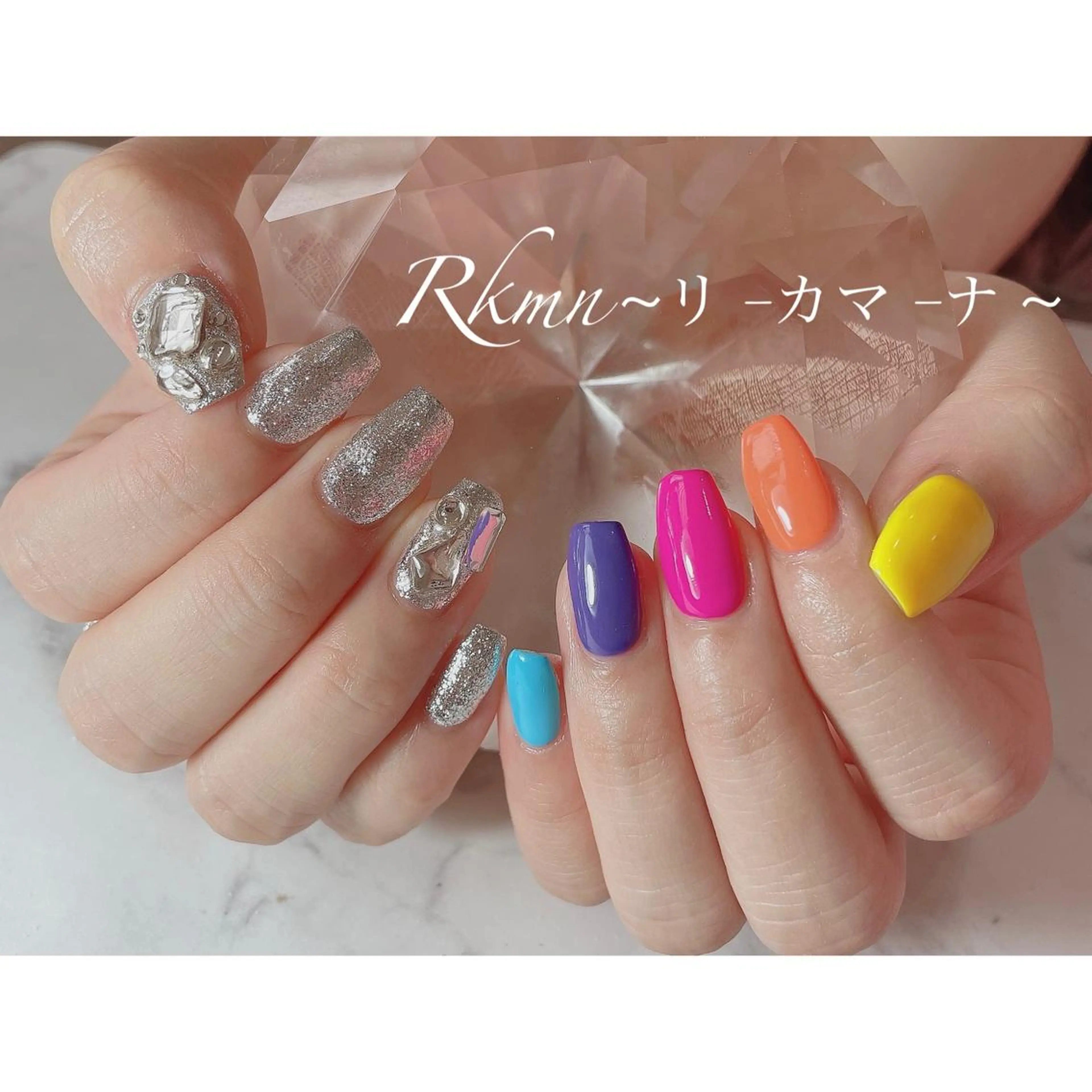 ネイル アートネイル シルバー 春ネイル ハンドネイル フットネイル ハンドケア Rkmn ~リ-カマ-ナ~のネイルデザイン