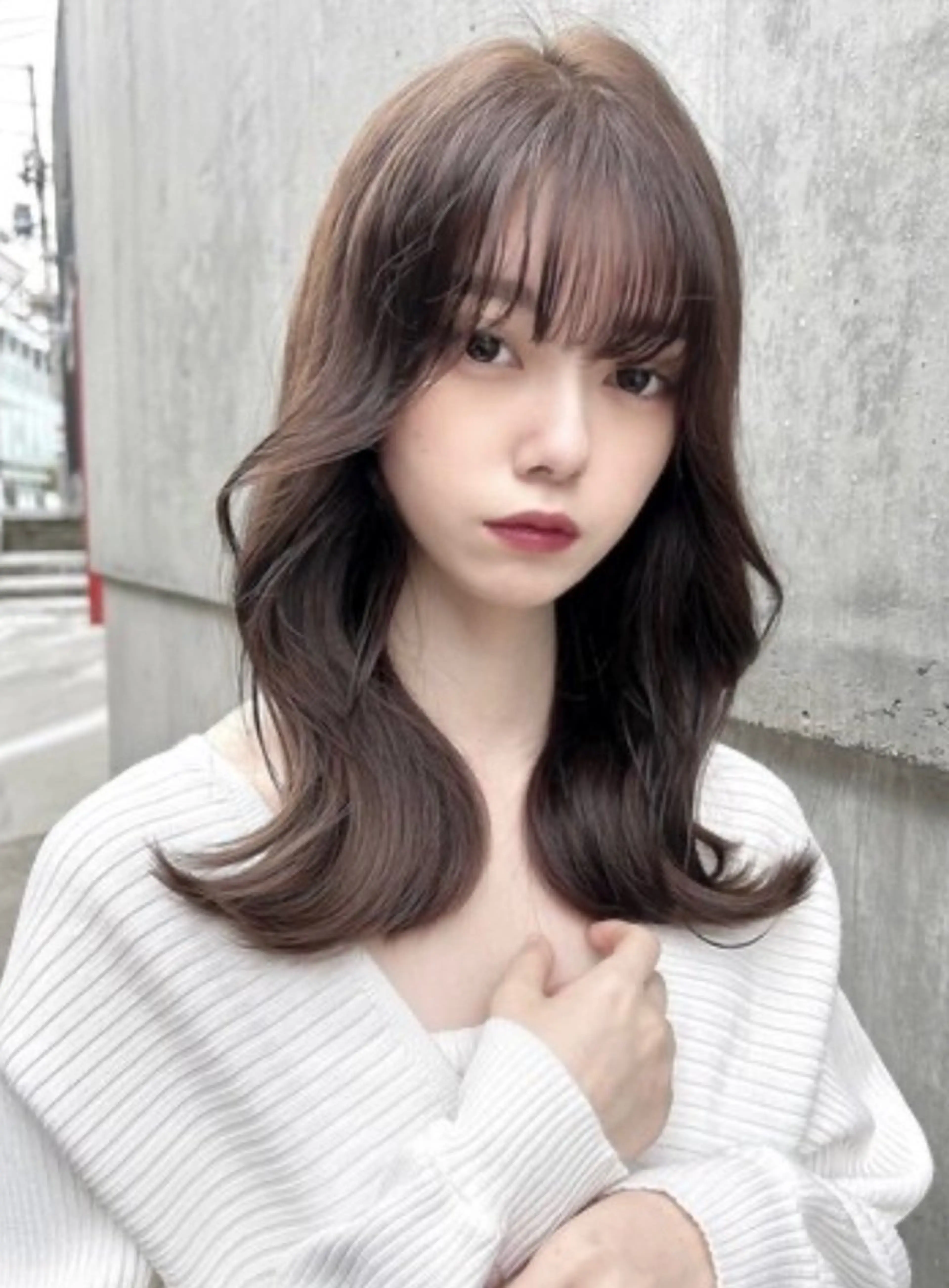 ミディアム カット 🤎韓国ヘア ベージュ まゆか🤎のヘアスタイル