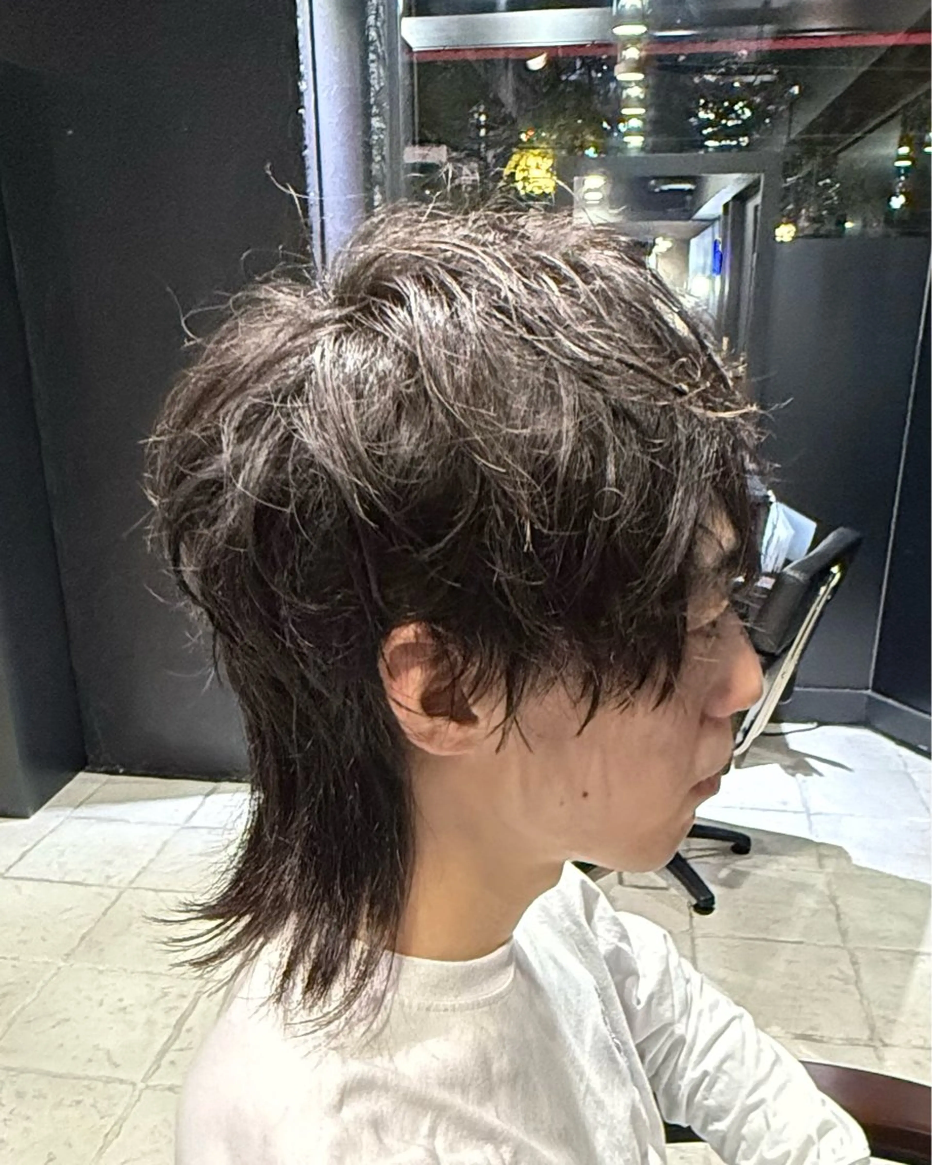 ミディアム パーマ メンズ ミディアムパーマ マッシュウルフ マッシュ メンズパーマ メンズウルフカット カット パーマ 【フェザーパーマ】 【縮毛矯正】鶴田文のヘアスタイル