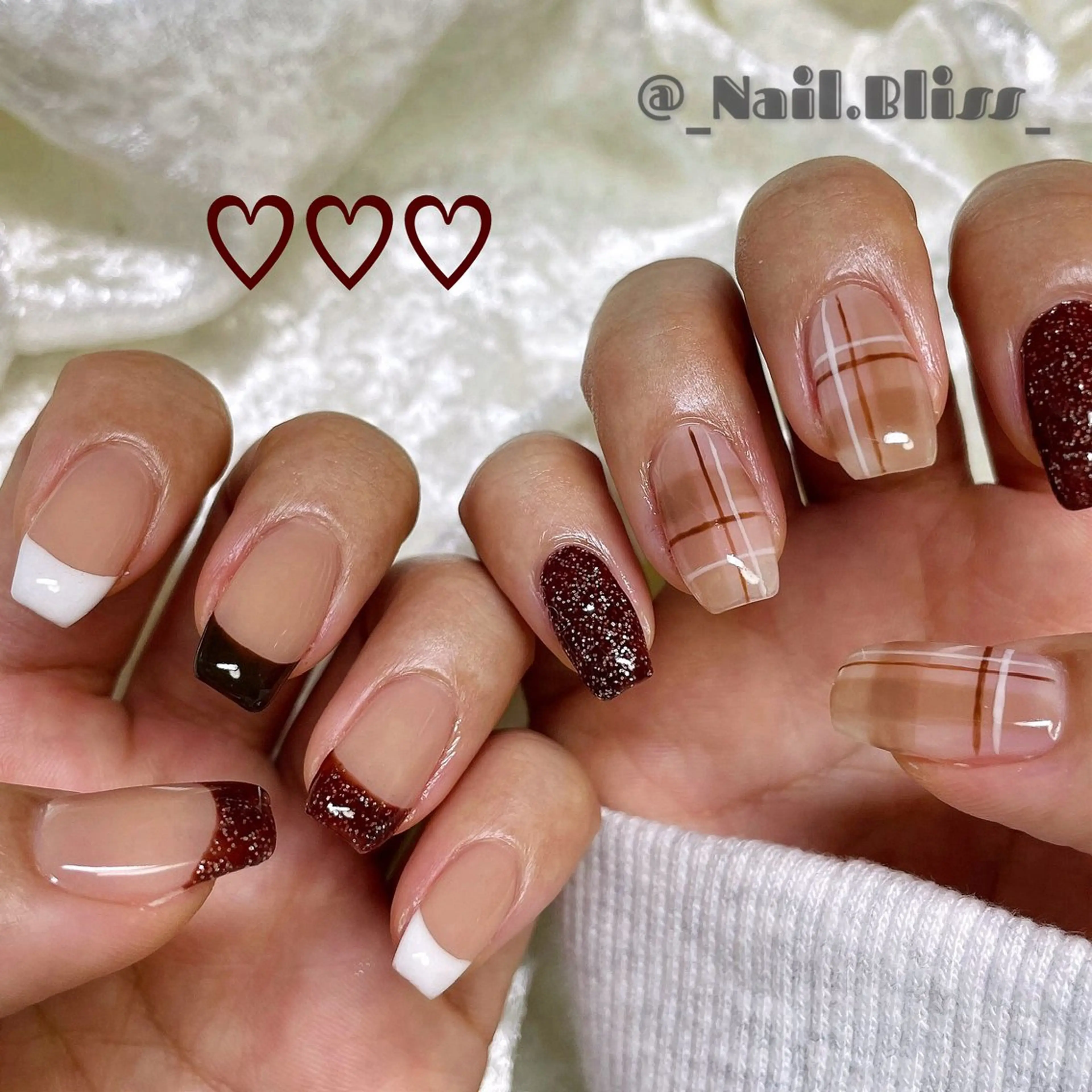 ネイル ブラウン 持ち込み ハンドネイル NAIL BLISSのネイルデザイン