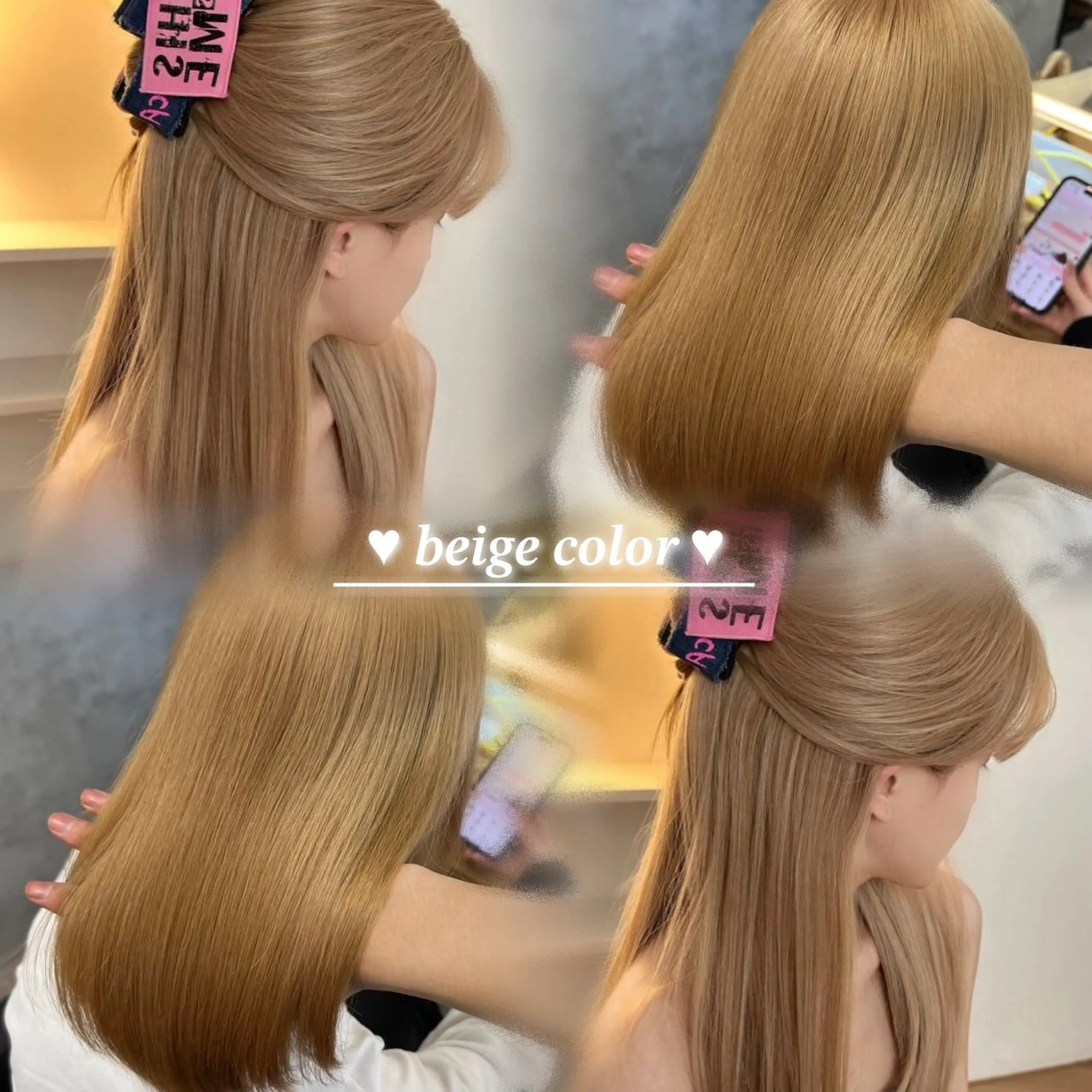 ロング カラー ベージュカラー ハイトーンカラー ハイトーンベージュ ヘアカラー トリートメント ヘッドスパ ヘアセット 淡色/ワンホンヘア 🤍MINORIのヘアスタイル