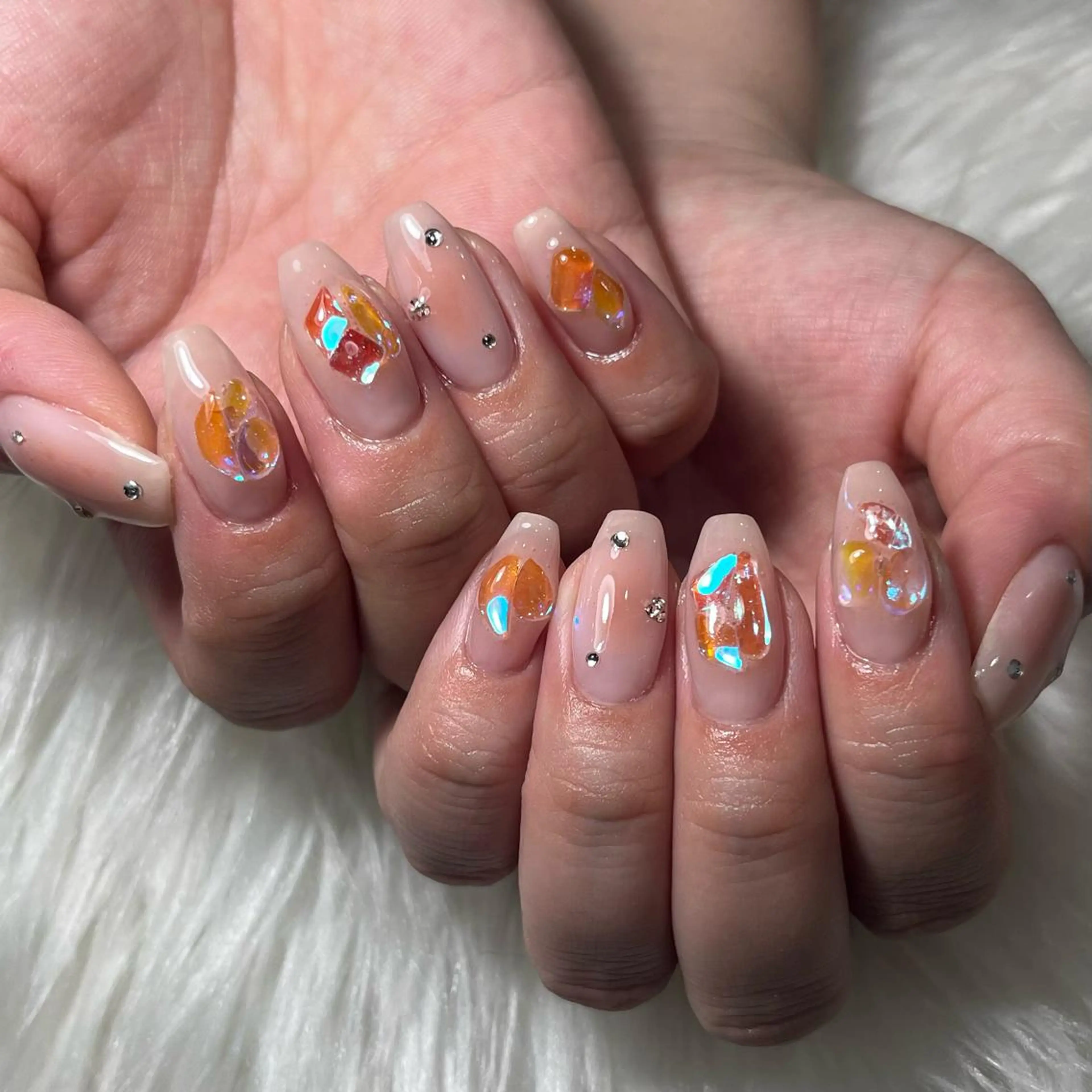 ネイル チークネイル 氷ネイル・うるうるネイル BeautyLine あやかのネイルデザイン