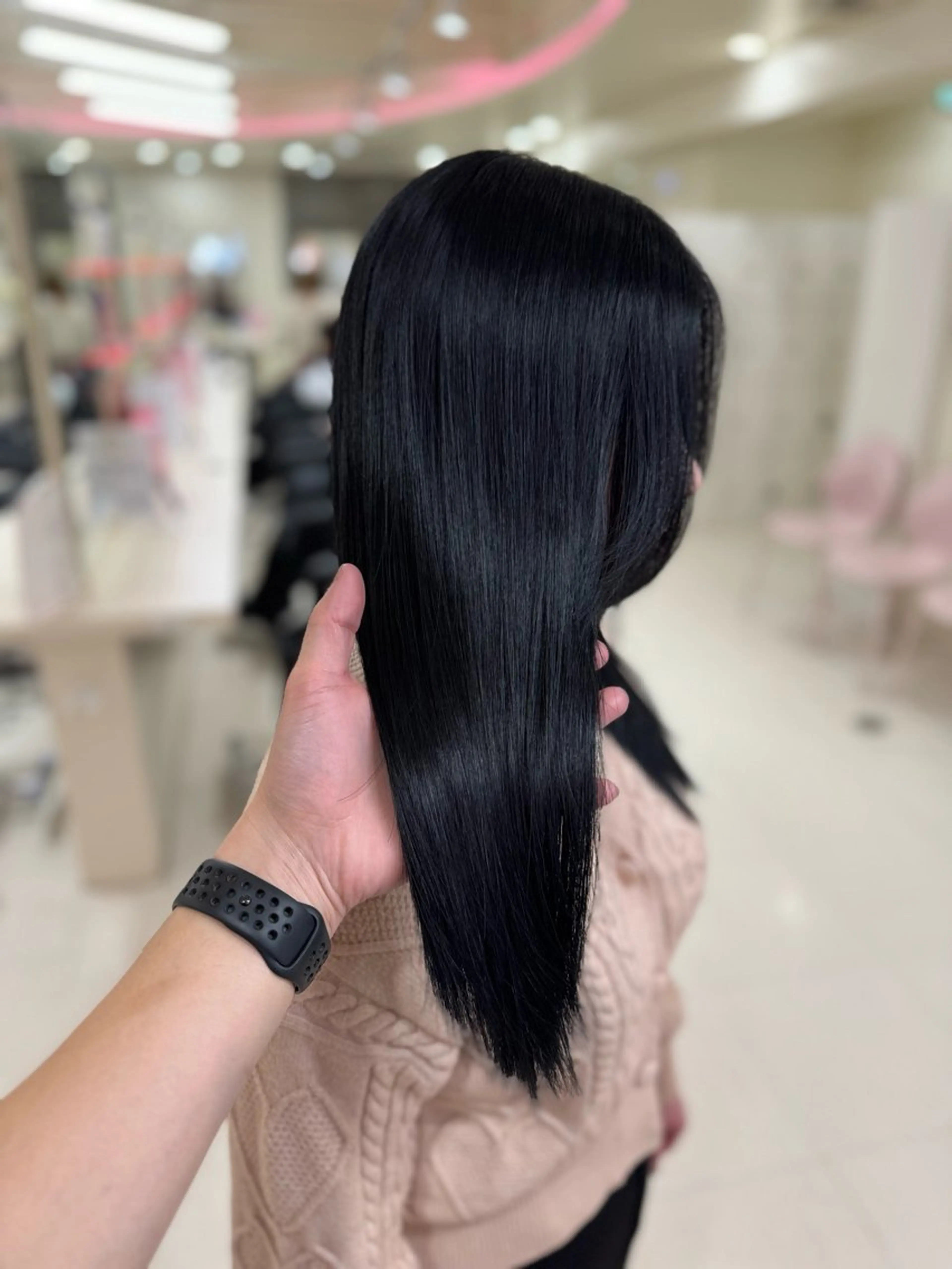 ロング 縮毛矯正 カット ヘアカラー 縮毛矯正 縮毛矯正× ブルーブラック/池袋のヘアスタイル