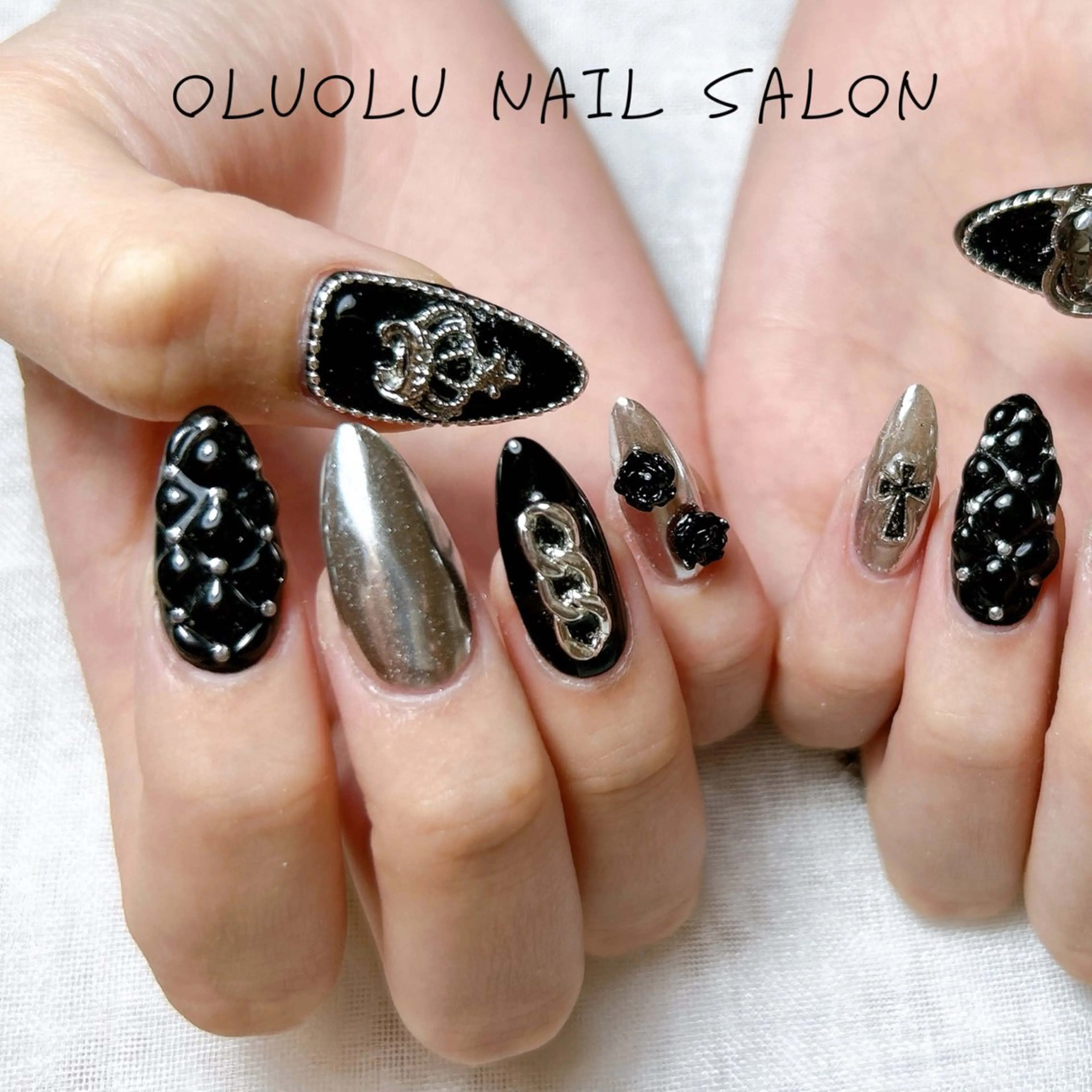 ネイル 韓国ネイル ミラーネイル ワンホンネイル oluolu nailsalonのネイルデザイン