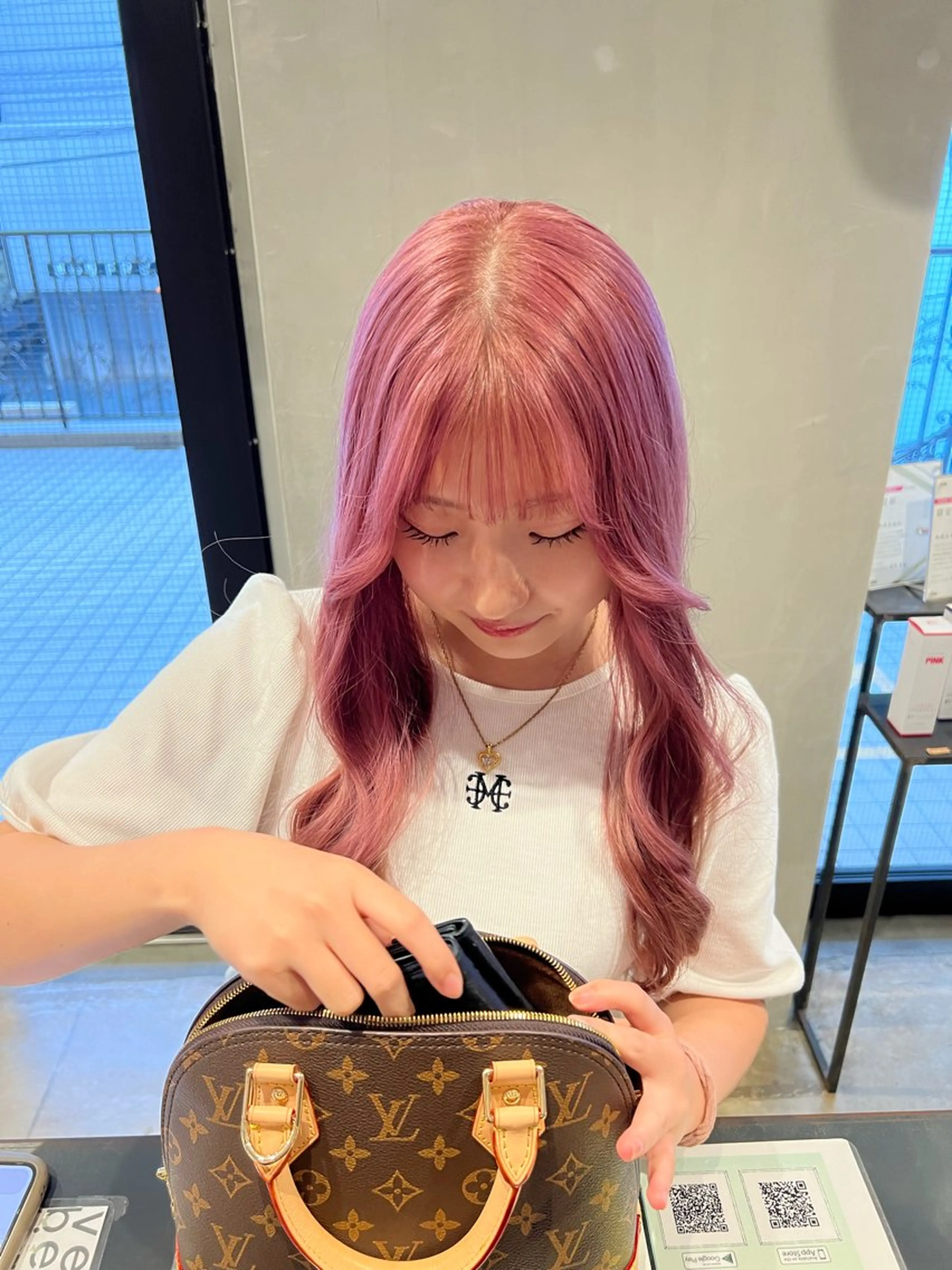 ロング カラー 透明感カラー ピンクカラー 博多韓国ヘア /髪質改善【美涼】のヘアスタイル