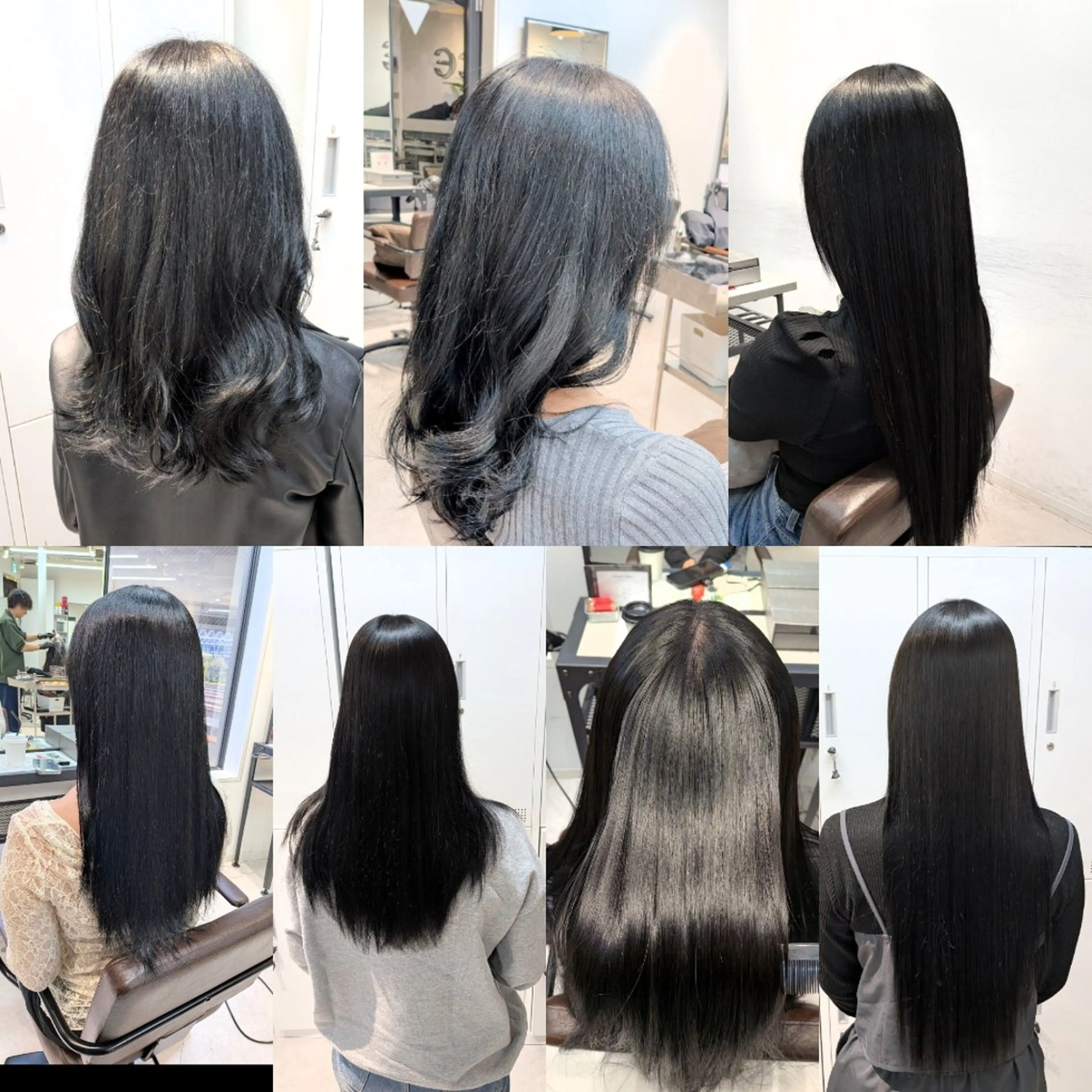 カラー ロング 黒髪 ブルーカラー ブルーブラック ダークグレー 髪質改善 ヘアカラー トリートメント 八木琉河/ハイトーン ブリーチ/艶髪カラーのヘアスタイル