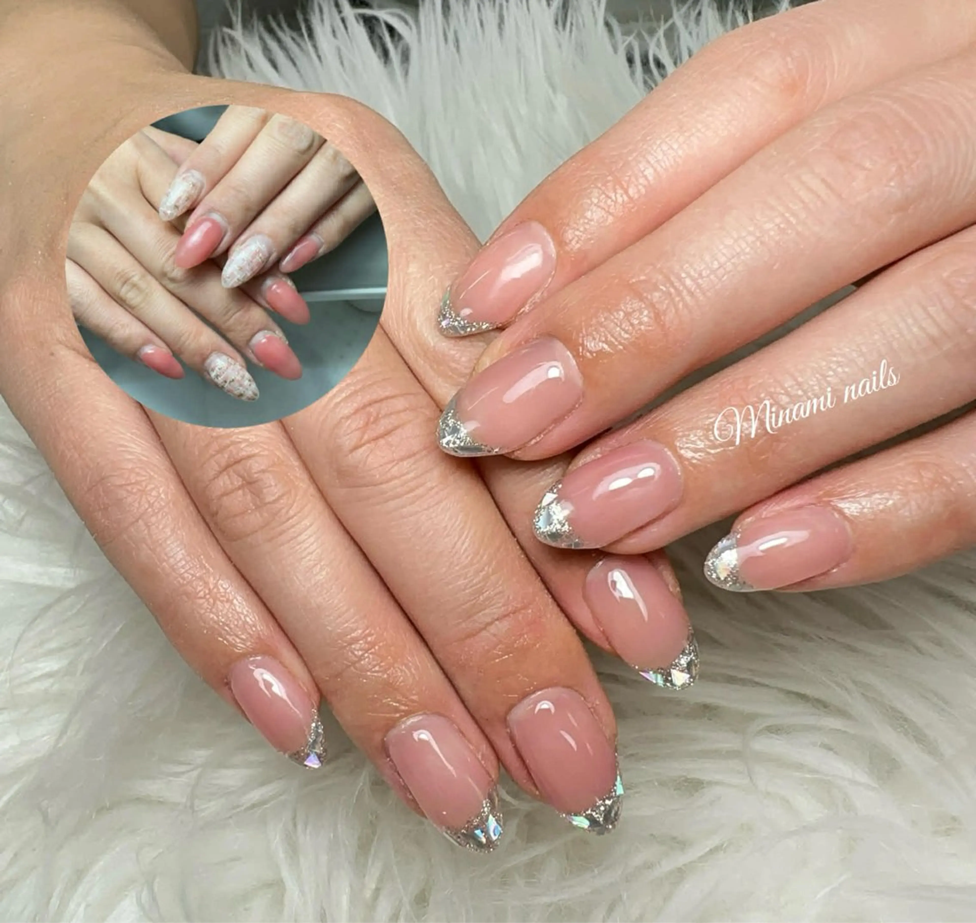 ネイル アートネイル オーロラネイル ガーリー キラキラネイル 韓国ネイル ハンドネイル Minami Nailsのネイルデザイン