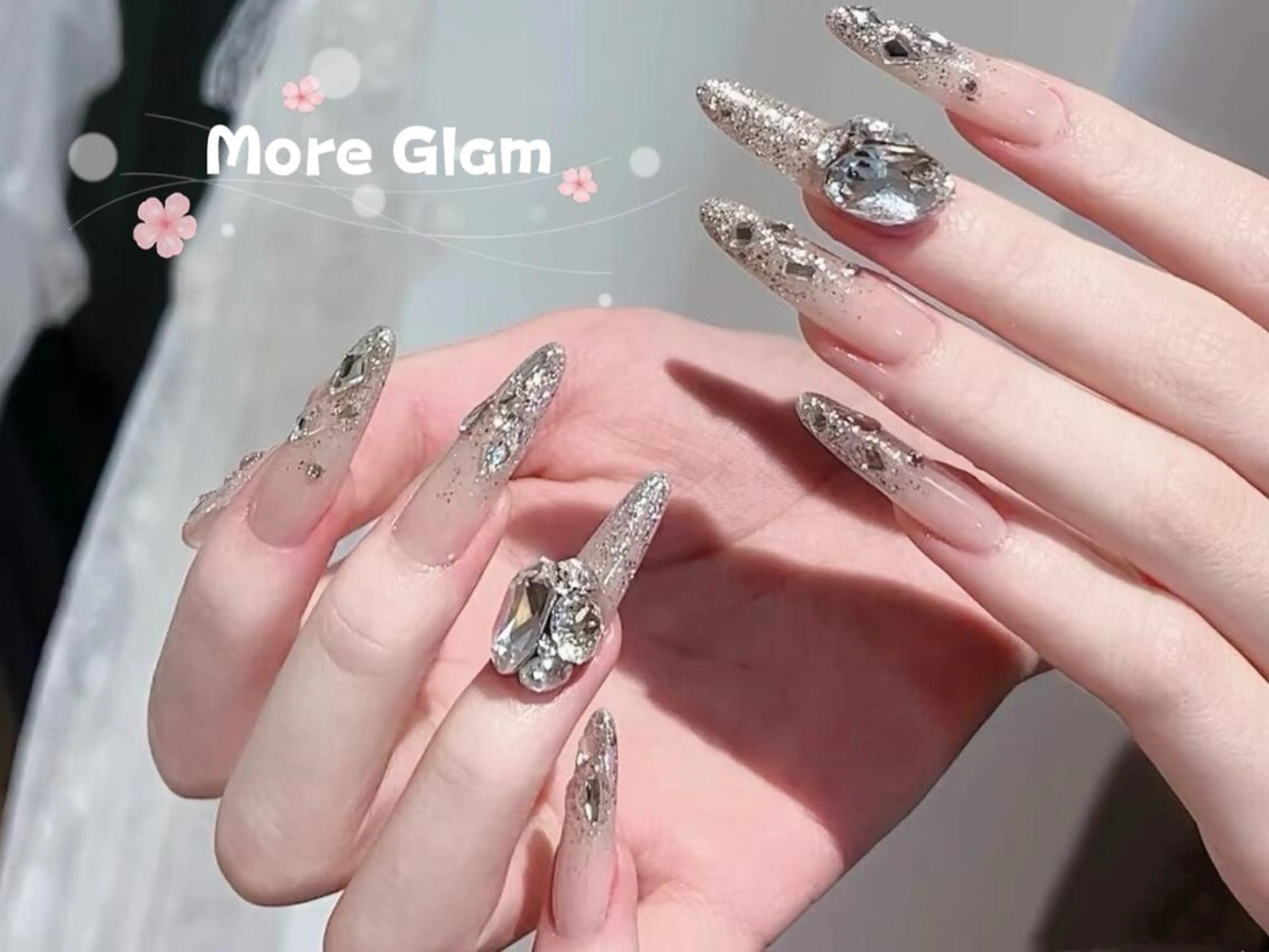 ネイル 長さ出し フットネイル フレンチネイル ジェルネイル ガラスフレンチ MoreGlam ネイルのネイルデザイン
