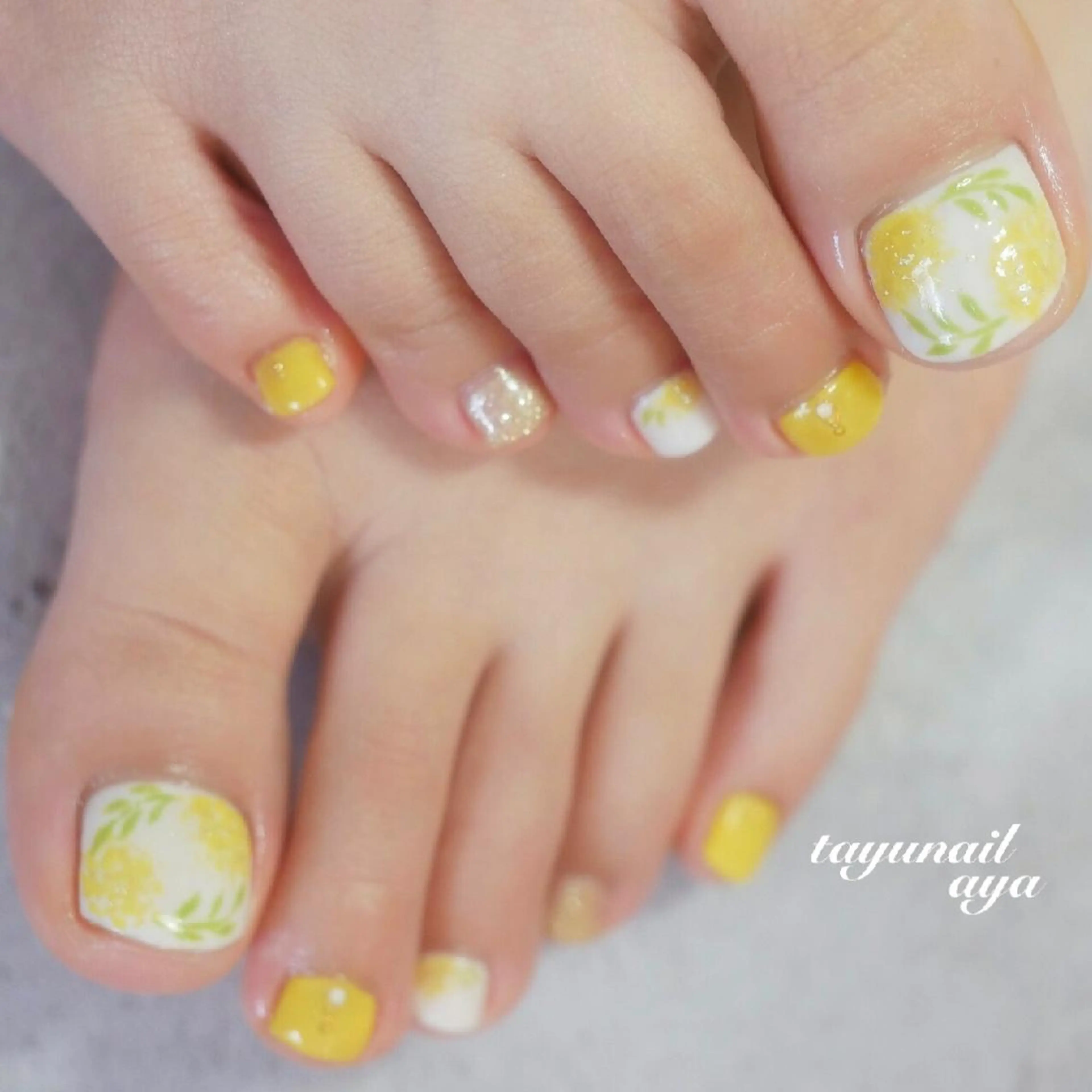ネイル アートネイル ブルー フットネイル ジェルネイル パラジェル ネイルサロン 【たゆnail】のネイルデザイン