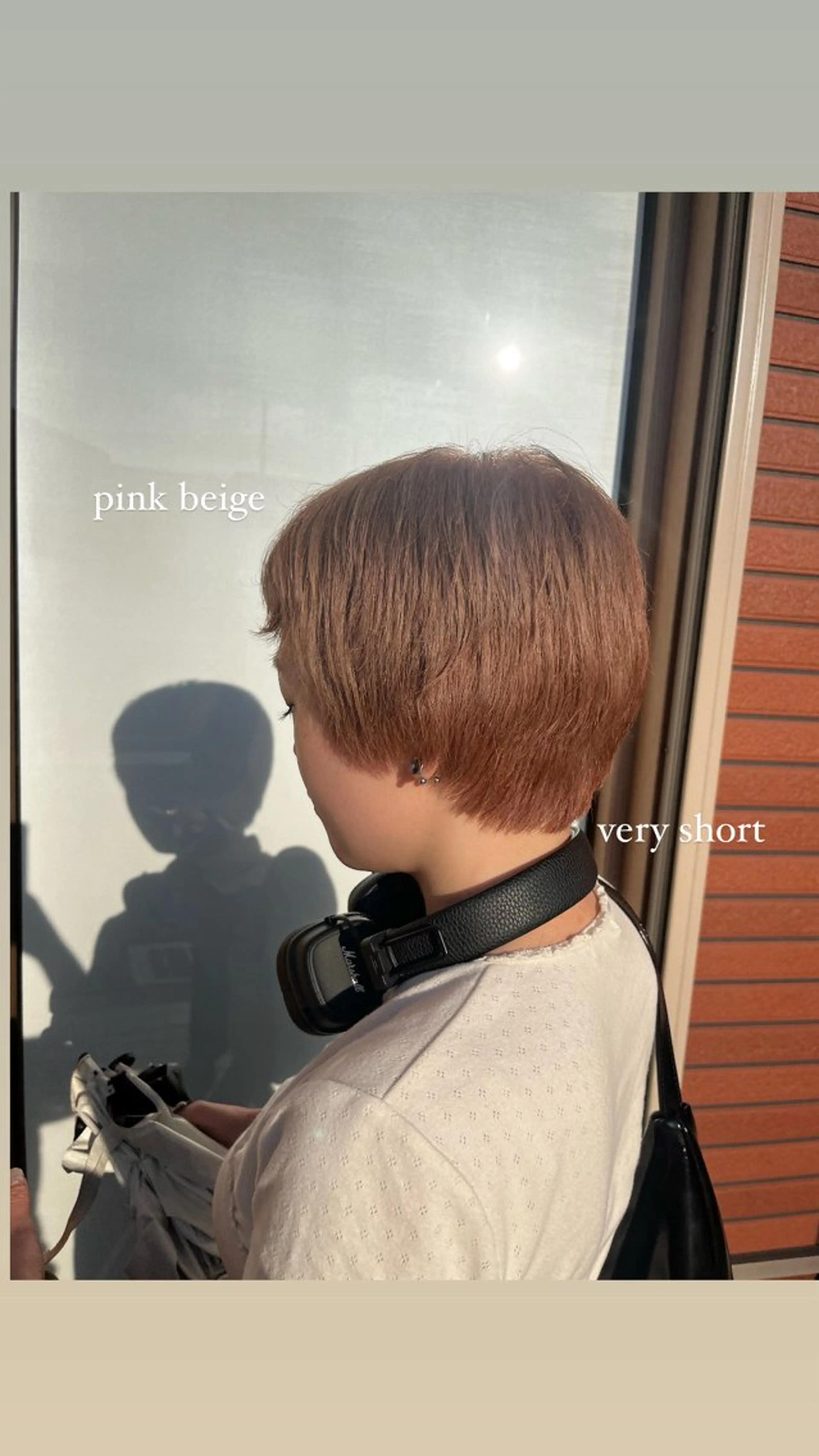 ショート カラー ベージュカラー ブリーチ ピンクカラー ピンクベージュ 透明感ケアカラー/ レイヤー/ryokaのヘアスタイル