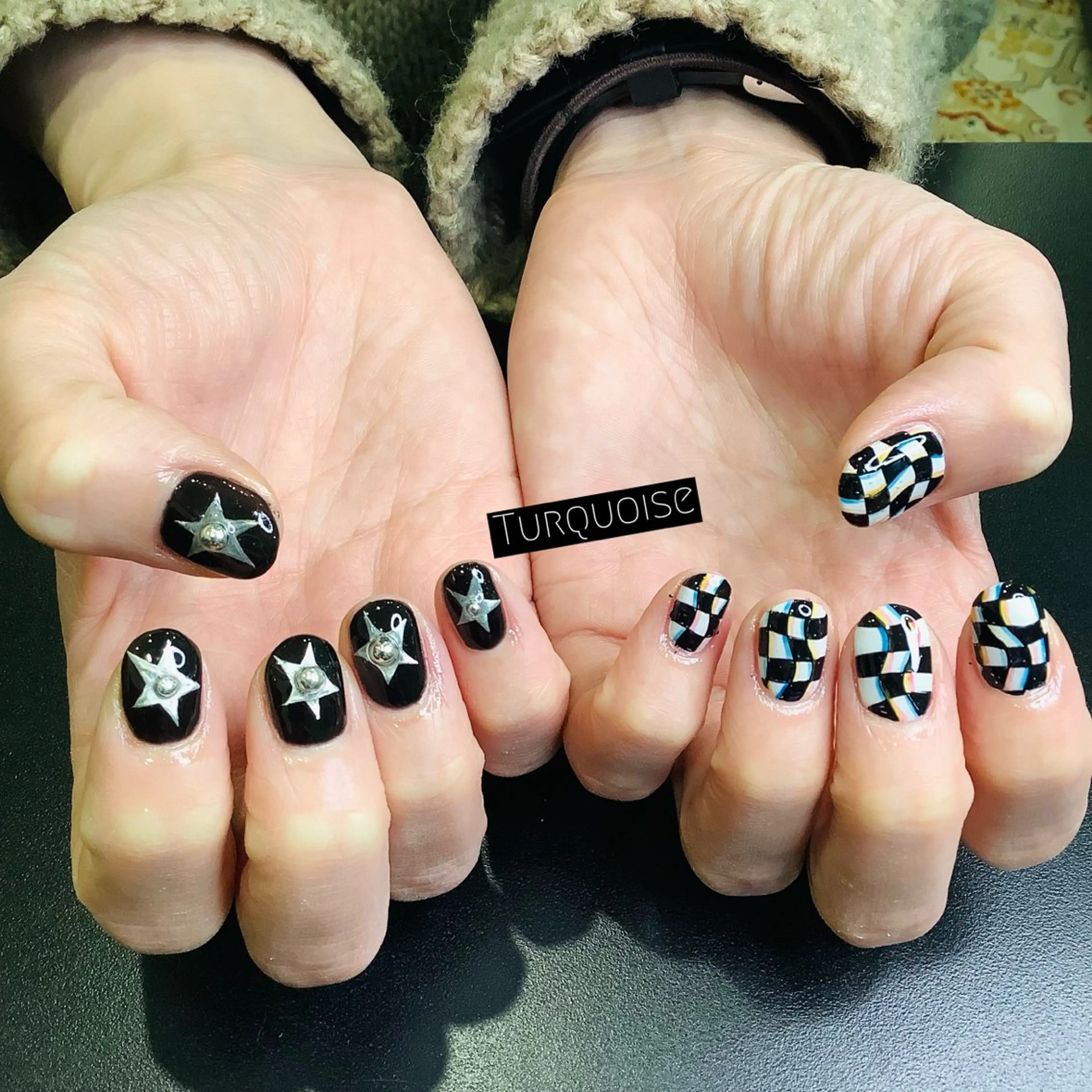 メンズ ネイル ハンドネイル ハンドケア 個性派ネイルサロン 💅🏼ターコイズのネイルデザイン