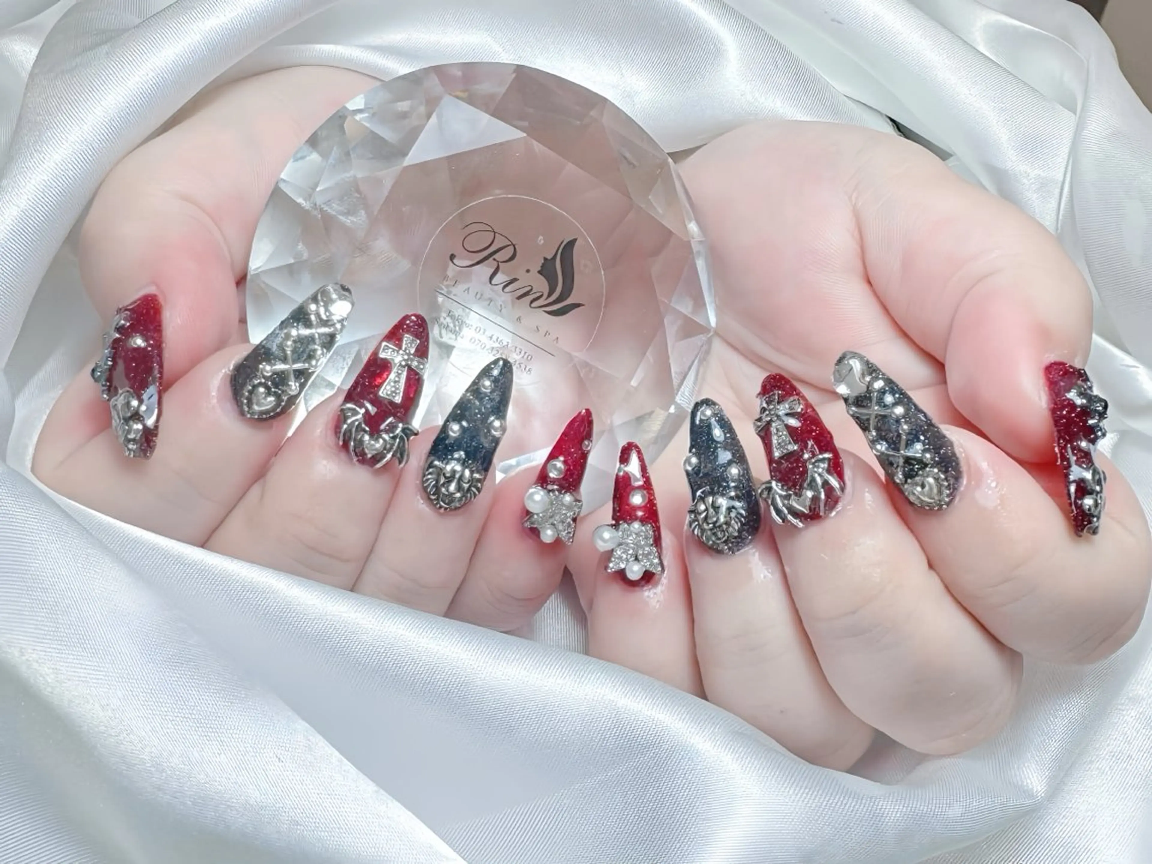 ネイル アートネイル 成人式 ロングネイル ニュアンスネイル スカルプネイル ハンドネイル Rin Nail 新大久保店のネイルデザイン