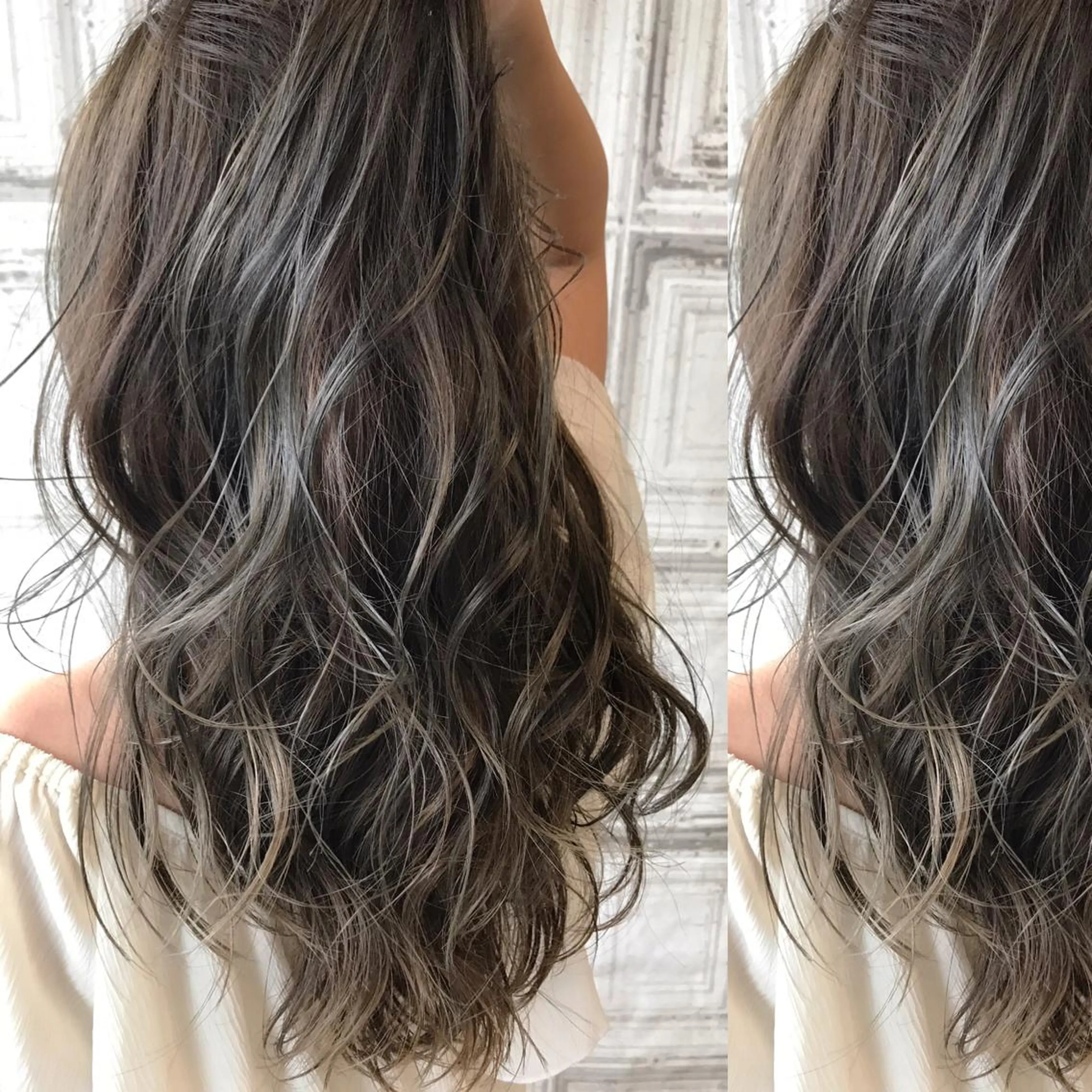 ロング カラー アッシュ アッシュグレー ブリーチ 透明感カラー ハイライトカラー 日比 貴大/ minim hairのヘアスタイル