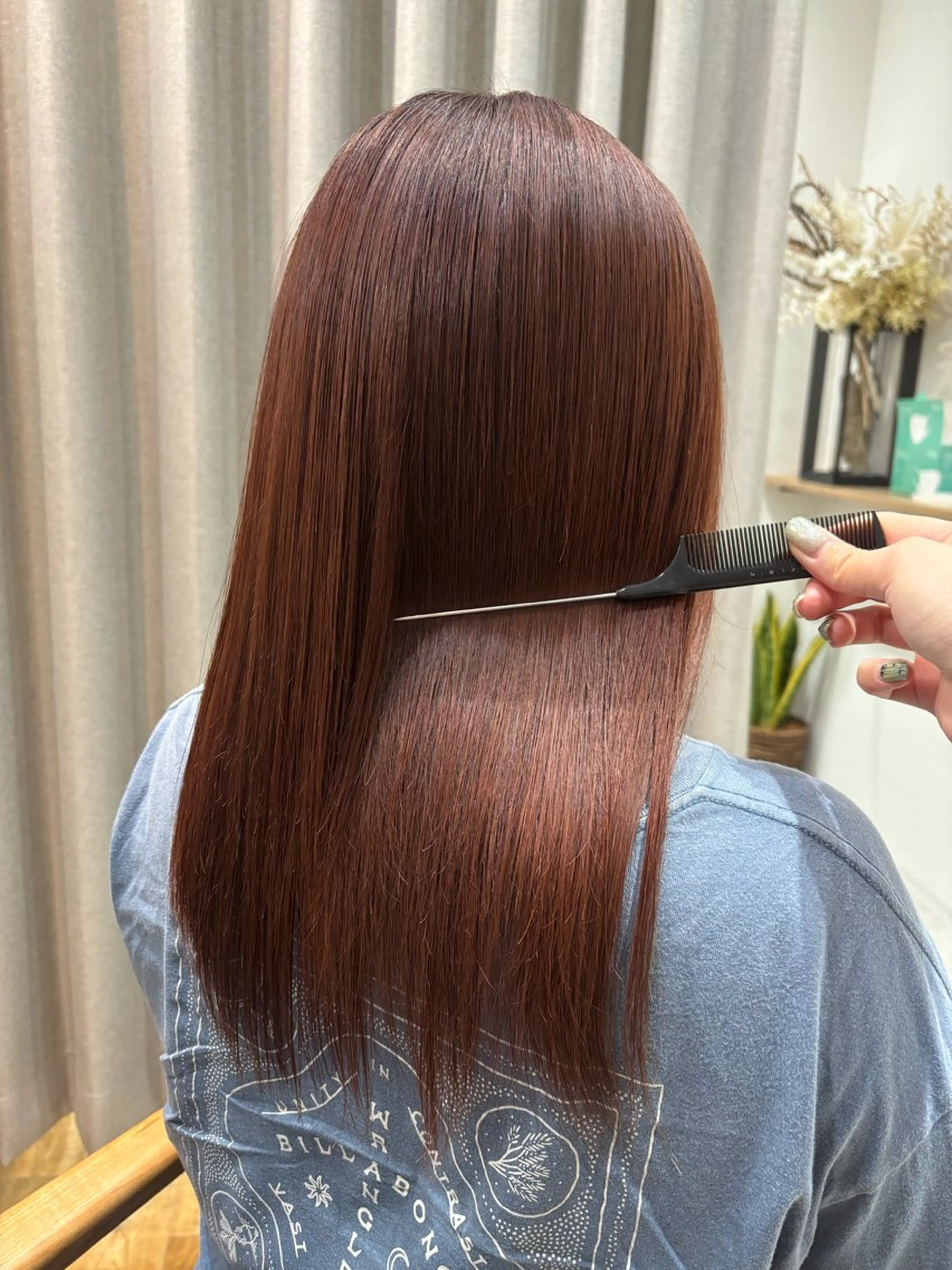 セミロング カラー パーマ ブラウンカラー ピンクカラー ピンクブラウン 🤍美髪縮毛/髪質 改善/池上夏凜🤍のヘアスタイル