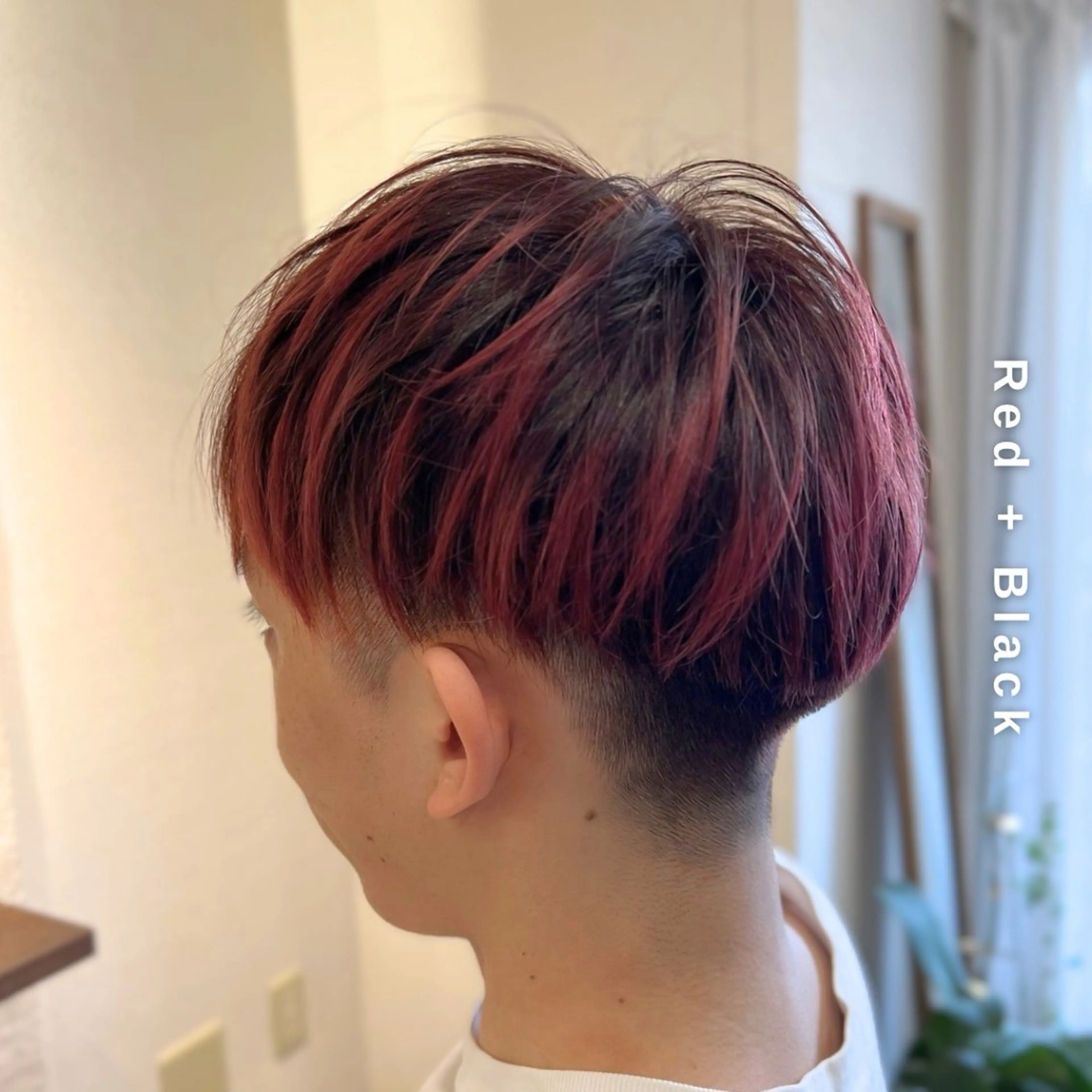 カラー メンズ 黒髪 レッドカラー ヘアカラー トリートメント ヘアセット しんのすけ /モデルさん募集中のヘアスタイル