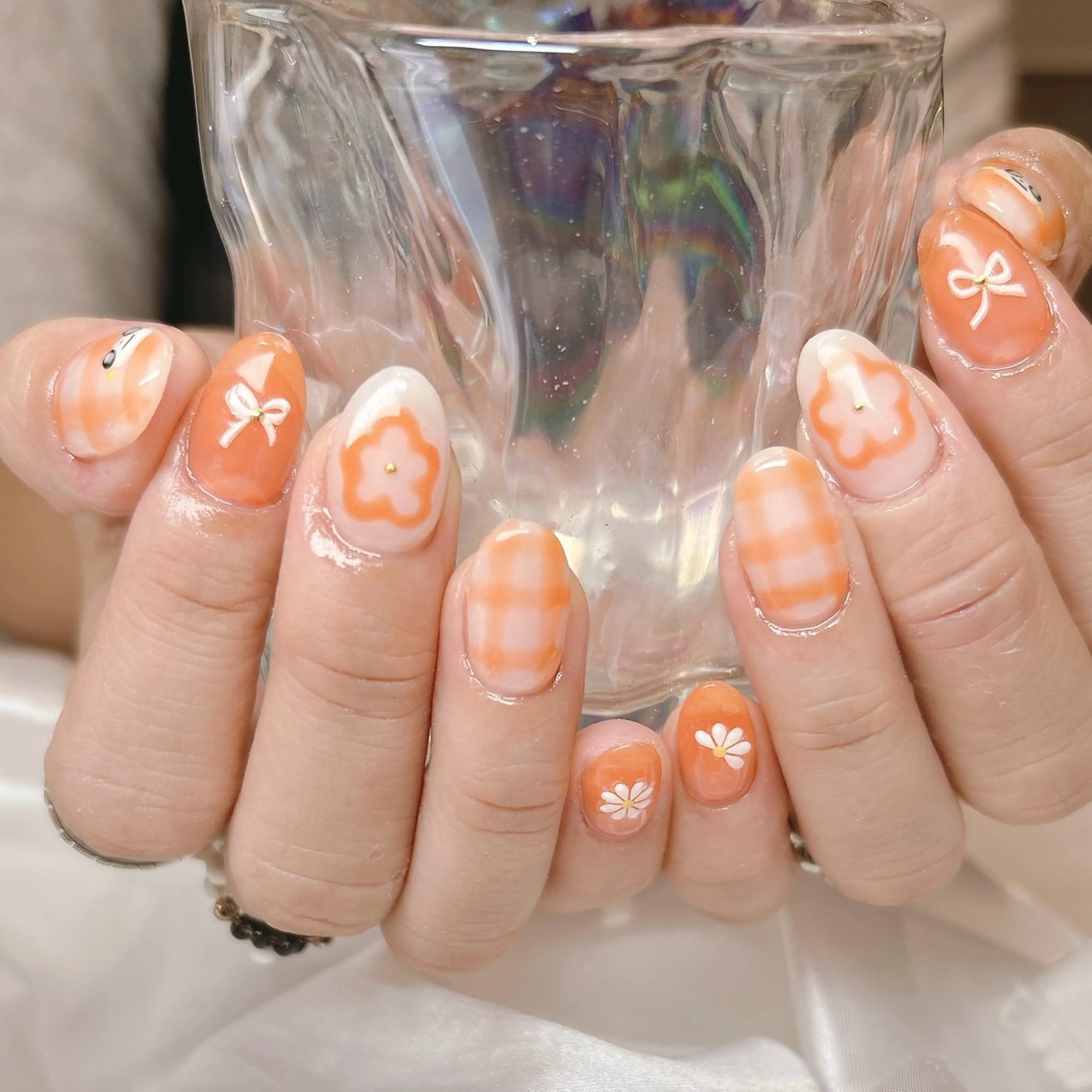 ネイル オレンジ ハンドネイル junna 金山.東別院.上前津のネイルデザイン