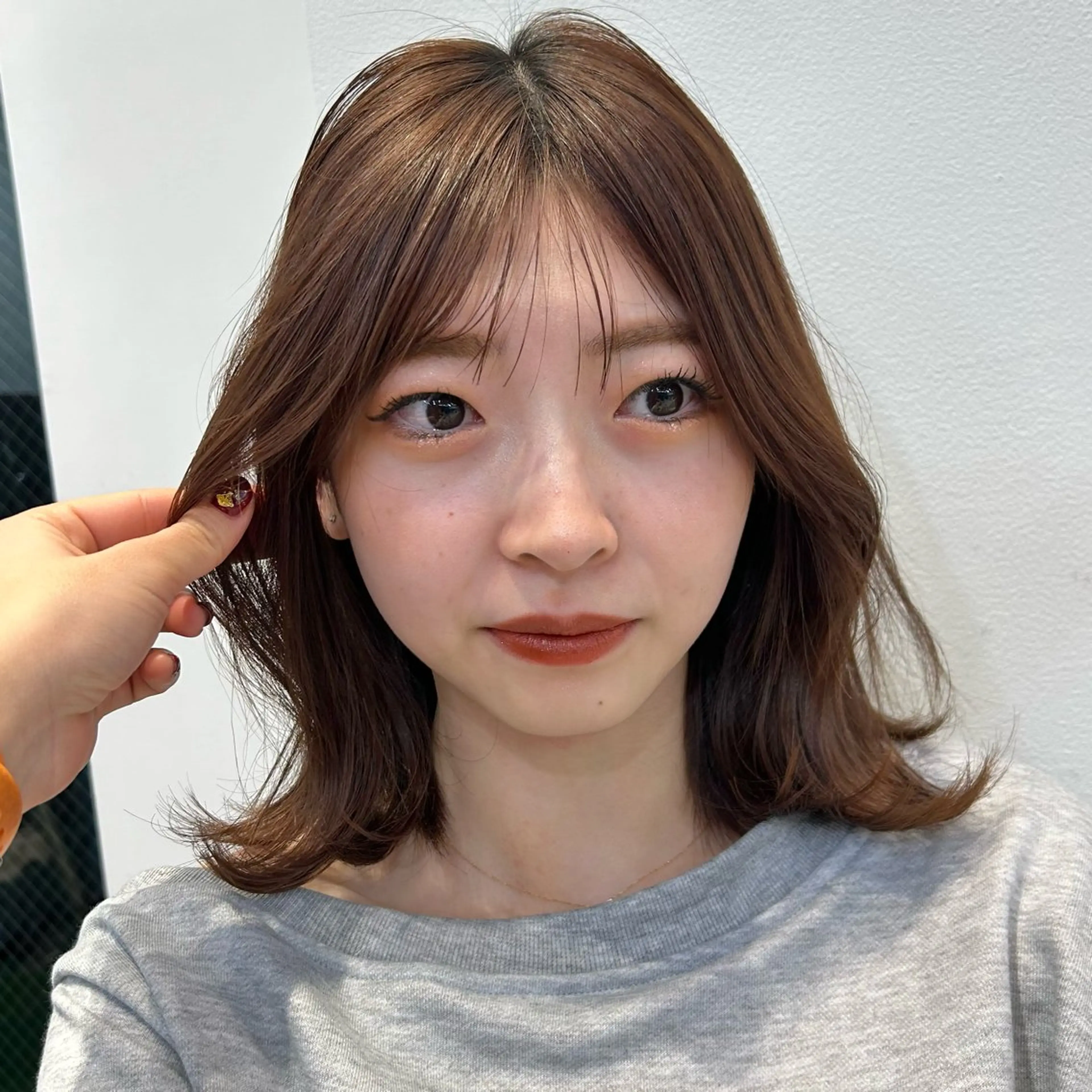 ミディアム カラー パーマ ヘアアレンジ まとまるボブ/縮毛矯 生🌿あおい✨のヘアスタイル