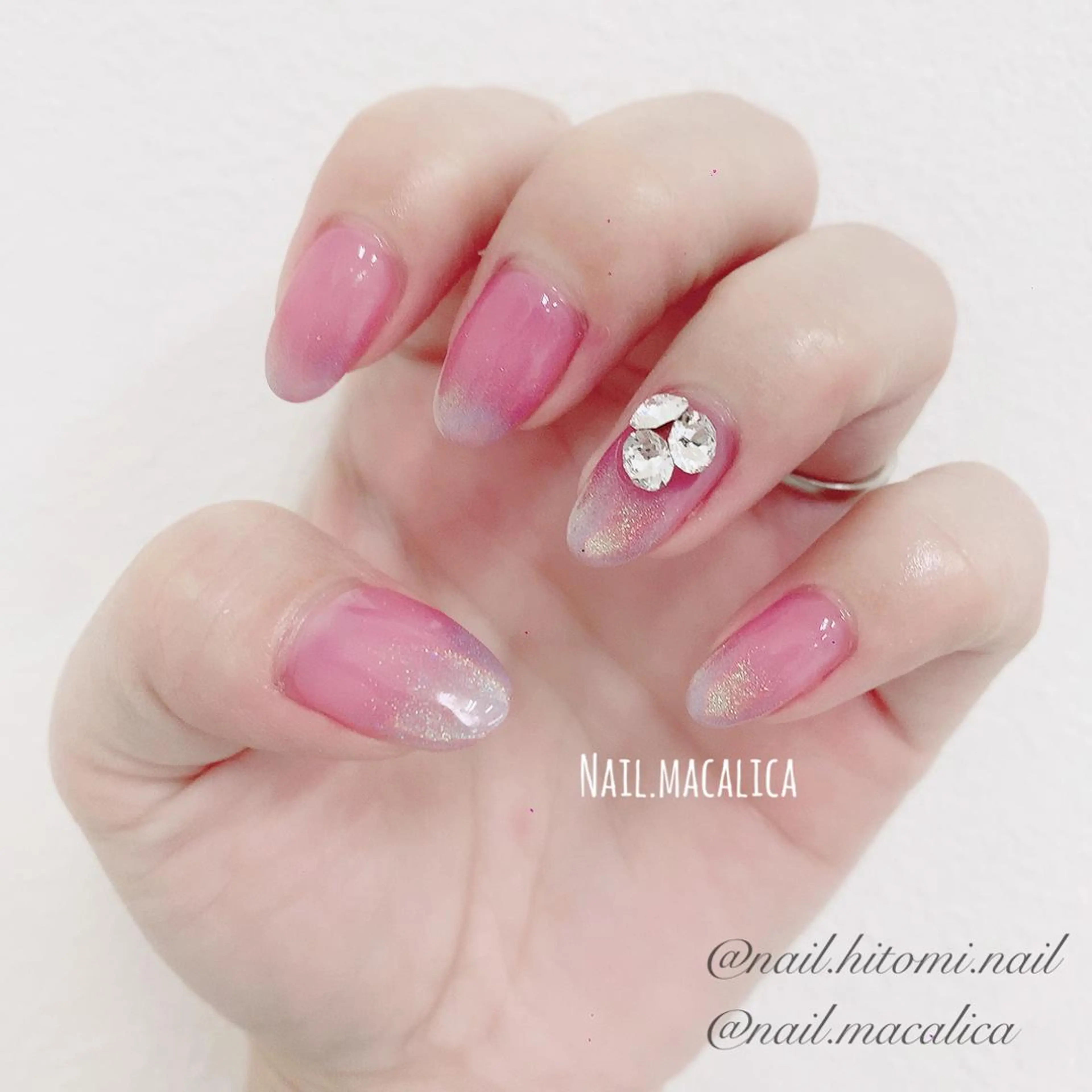 ネイル クリアネイル ピンク ハンドネイル Nail macalicaのネイルデザイン