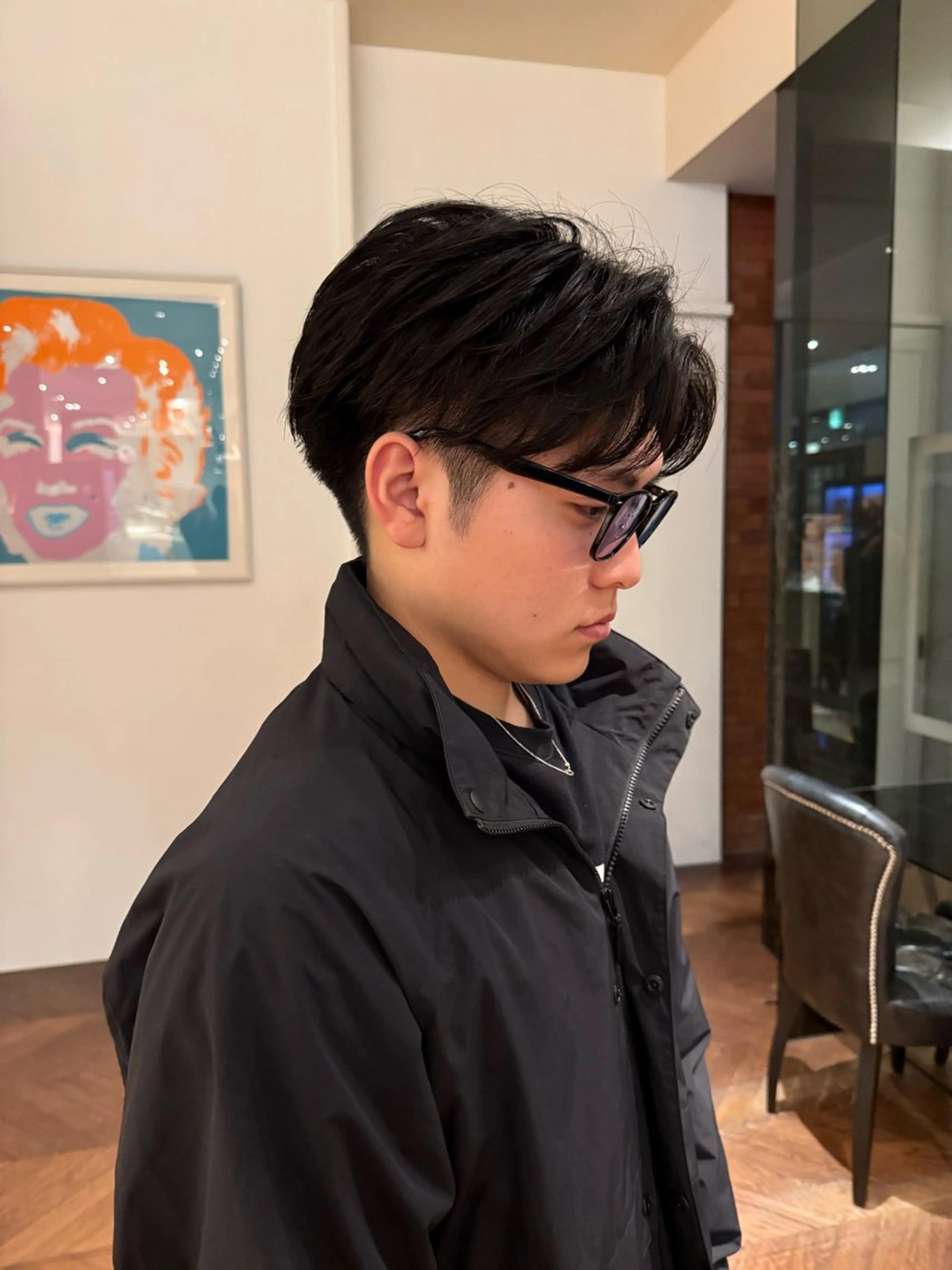 ショート メンズ センターパート SARA山口caz カット/パーマのヘアスタイル