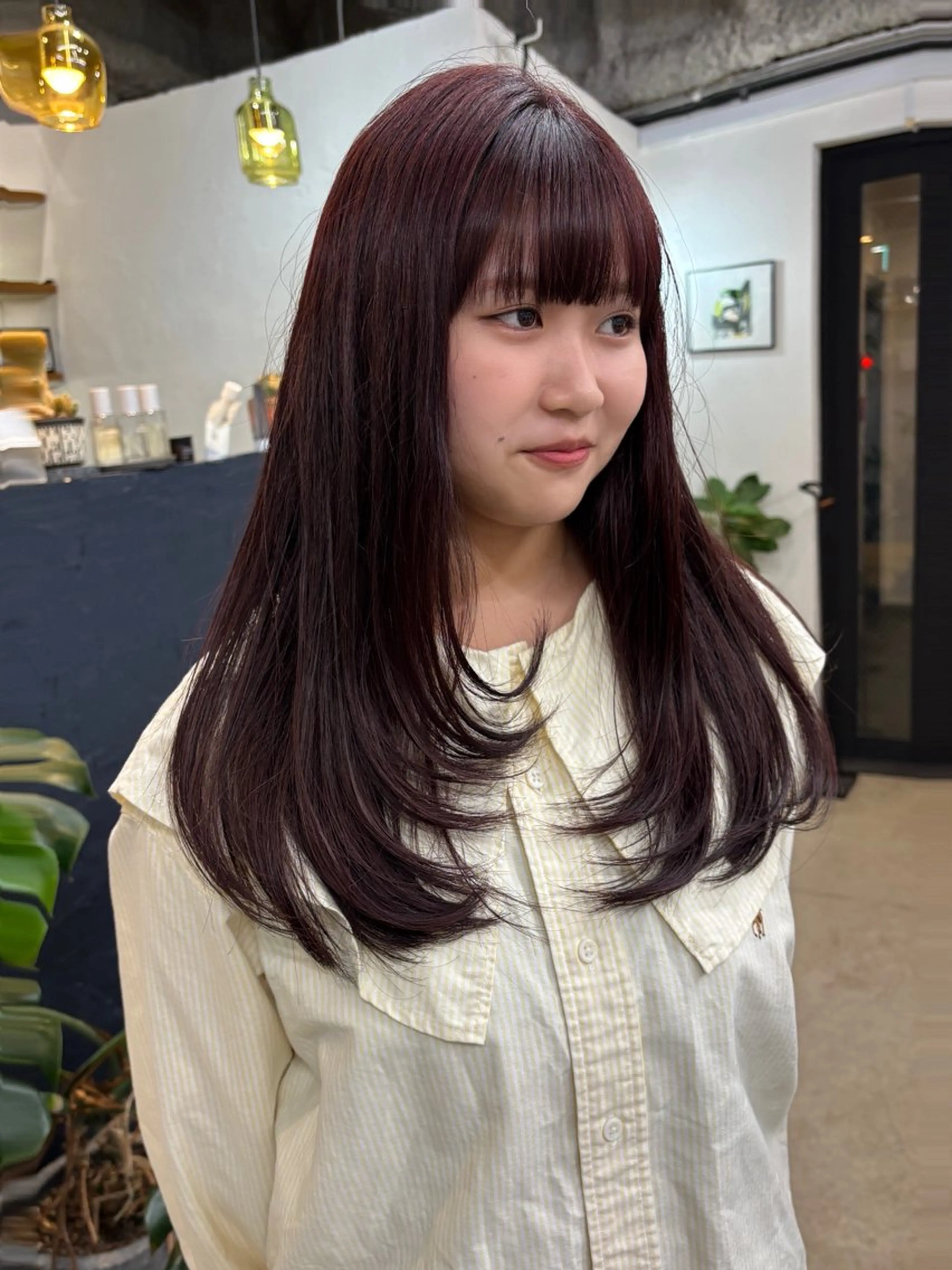 ロング カラー ベージュカラー ブリーチ ボルドーカラー ブラウンカラー カシス カット ヘアカラー トリートメント 暖色カラー/天神/ ヘイマサクラのヘアスタイル