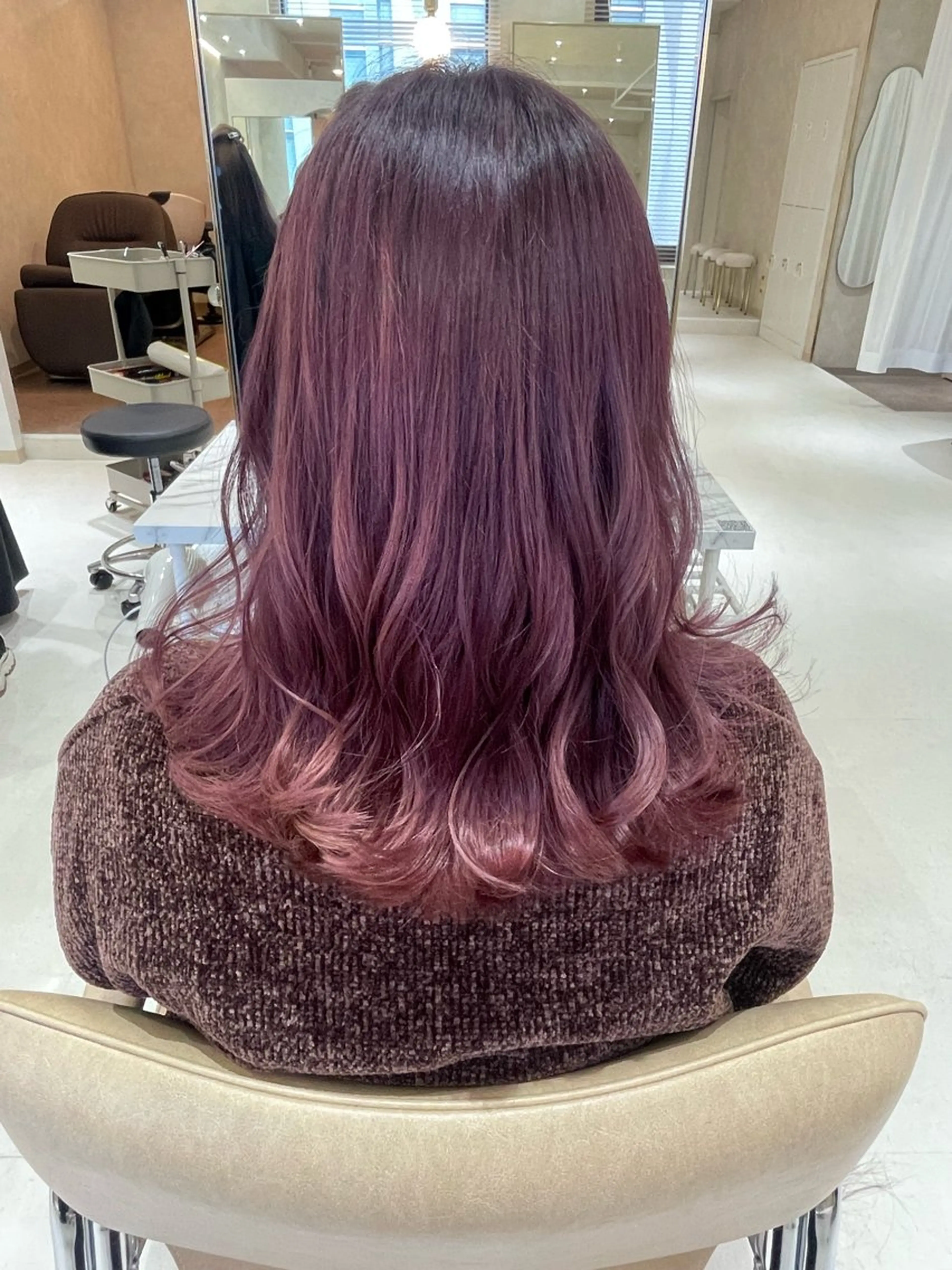 ミディアム ピンクラベンダー ヘアカラー トリートメント れな/Zina博多 トレンド/顔周りのヘアスタイル