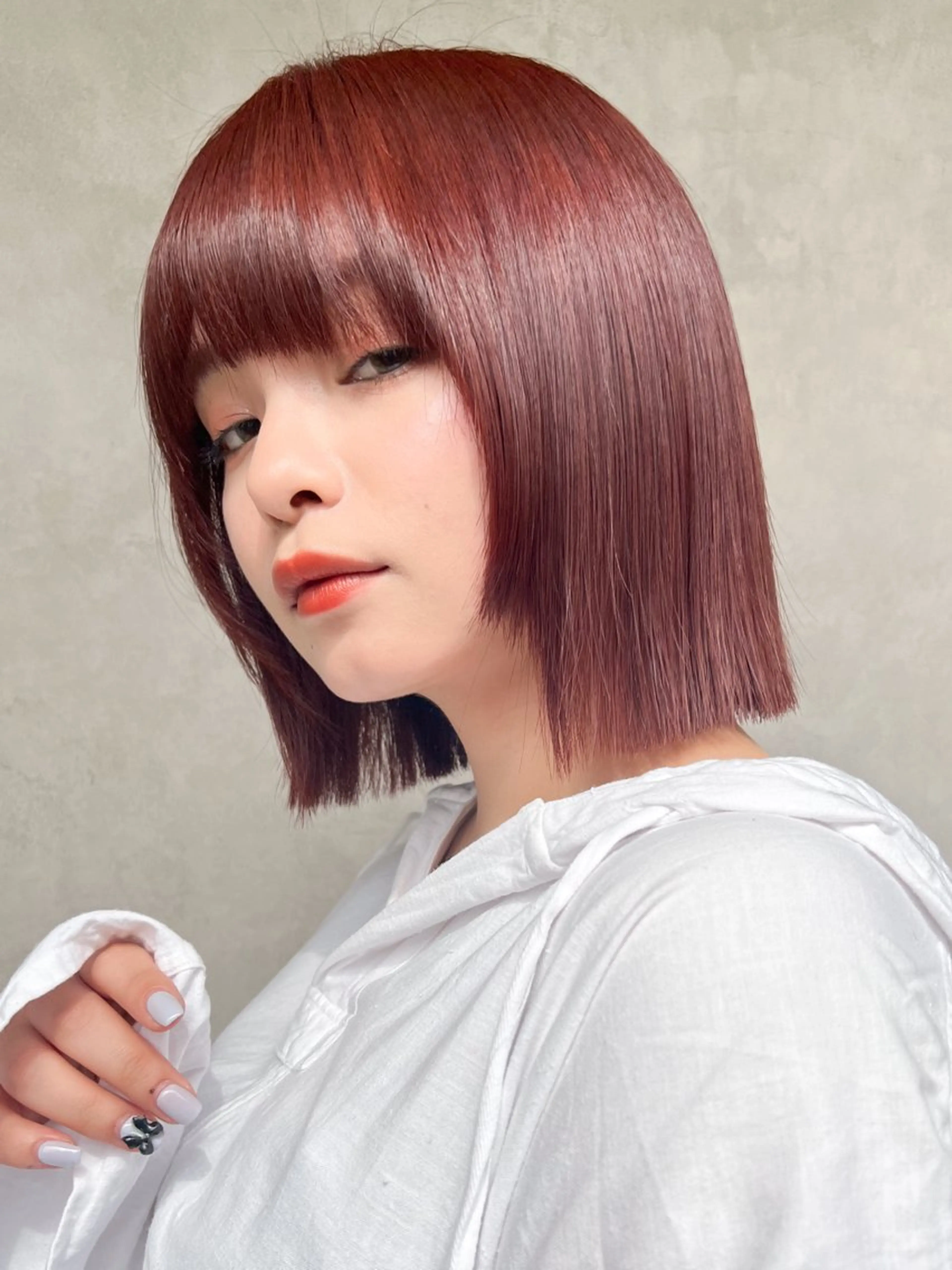 ミディアム カラー レッドカラー ヘアカラー トリートメント カットモデル様無料 💎saaya💎のヘアスタイル